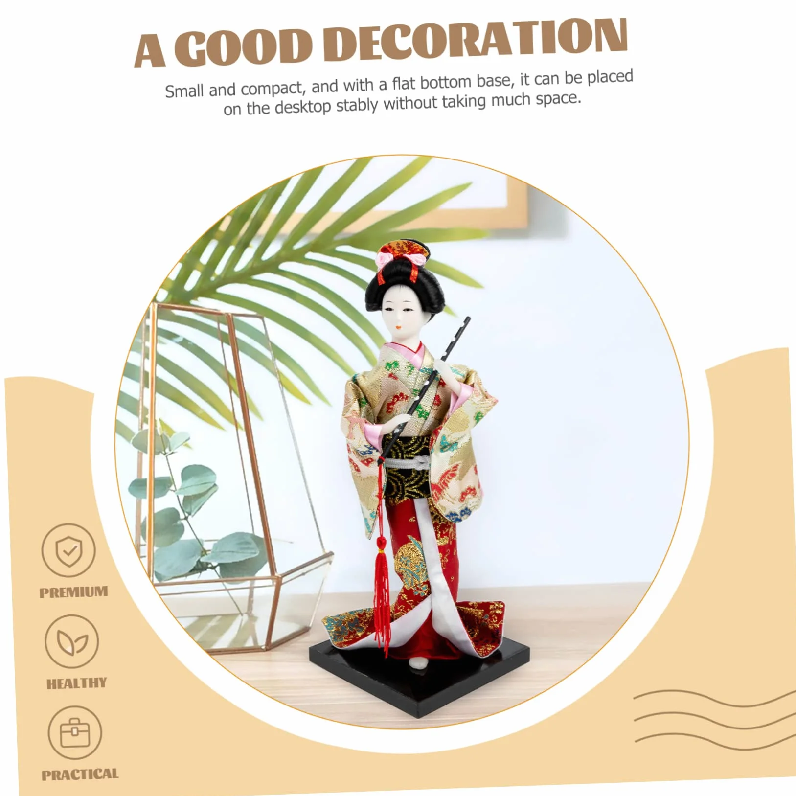 Amosfun Biuro do modeli, styl samurajski, figurka, lalka, biurko, mały przedmiot kolekcjonerski, gejsza, japońska orientalna ozdoba Kokeshi, restauracja, biurko, nowy stół, kimono rok