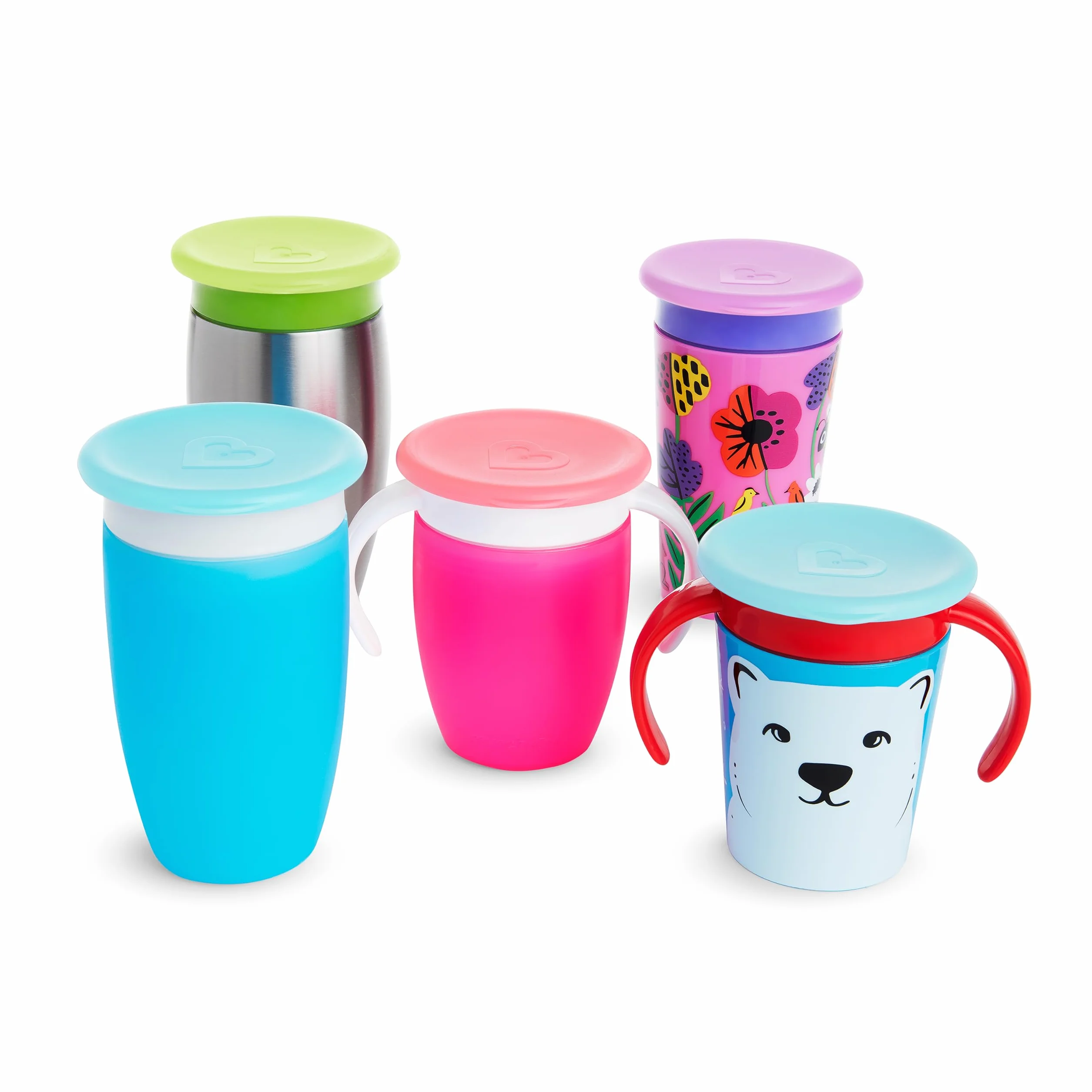 Munchkin Miracle Cup Lids, Fit All Miracle Cup Styles, Multicoloured, Pack of 4