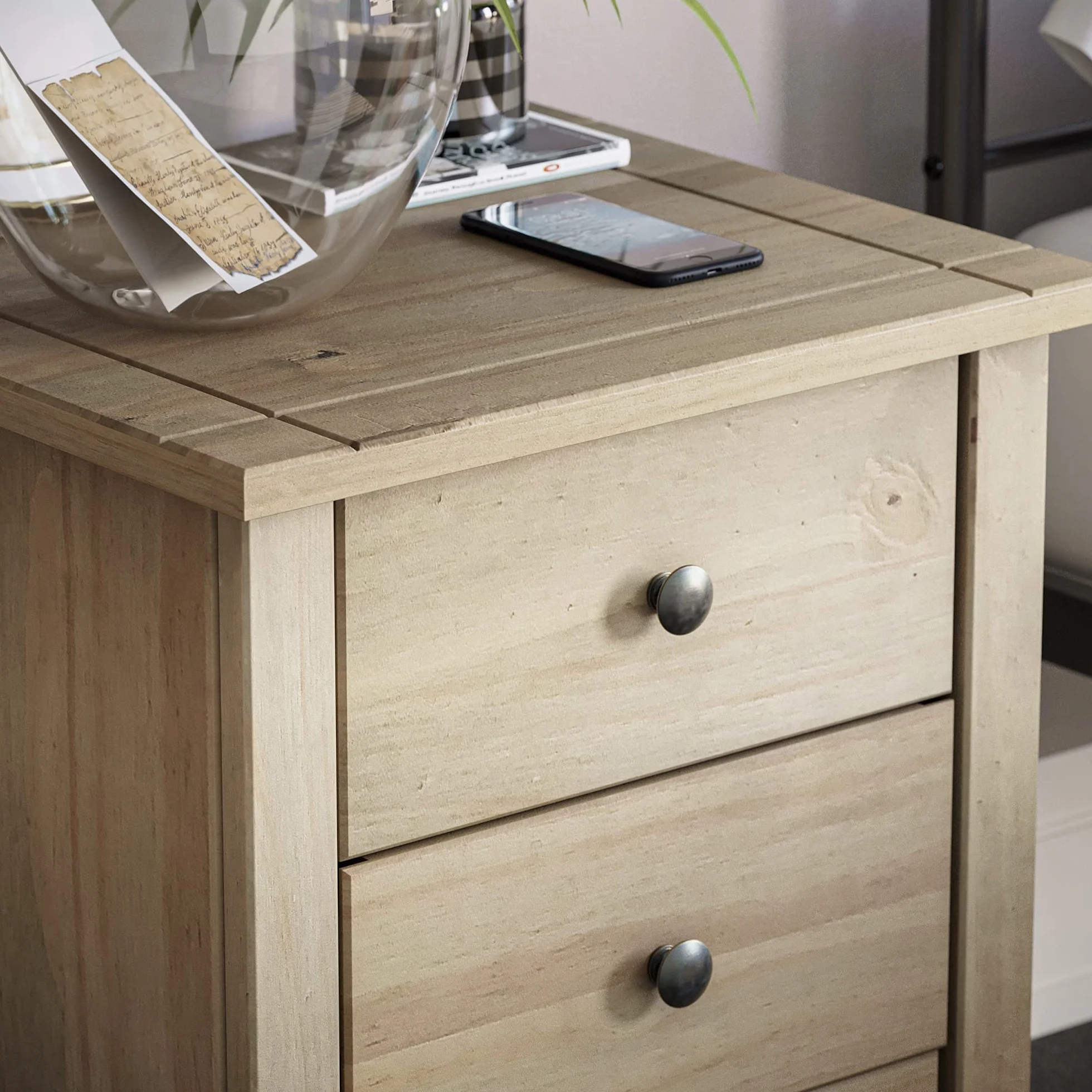 Vida Designs Panama Szafka nocna z 3 szufladami, naturalny dąb