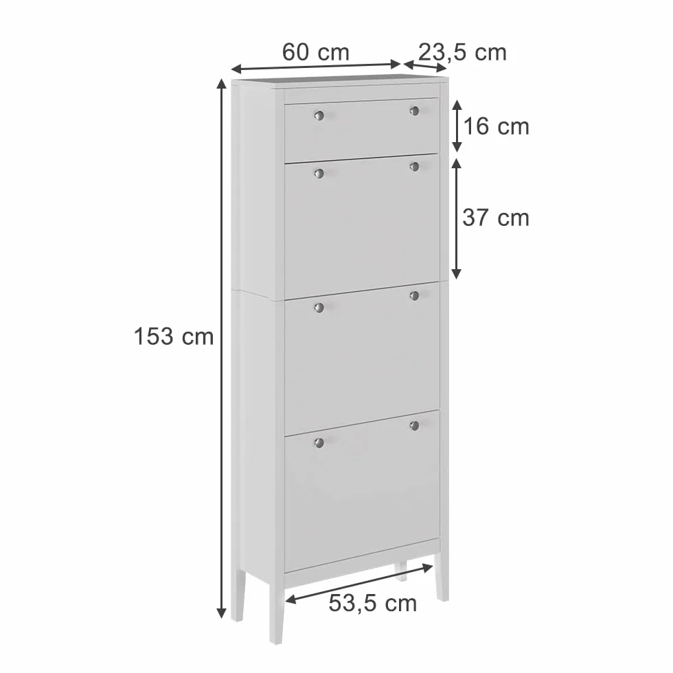 Vicco Szafka na buty "Aron", Biały, 60 x 153 cm | 3 przedziały, pour le rangement des chaussures et combinable avec d'autres modules
