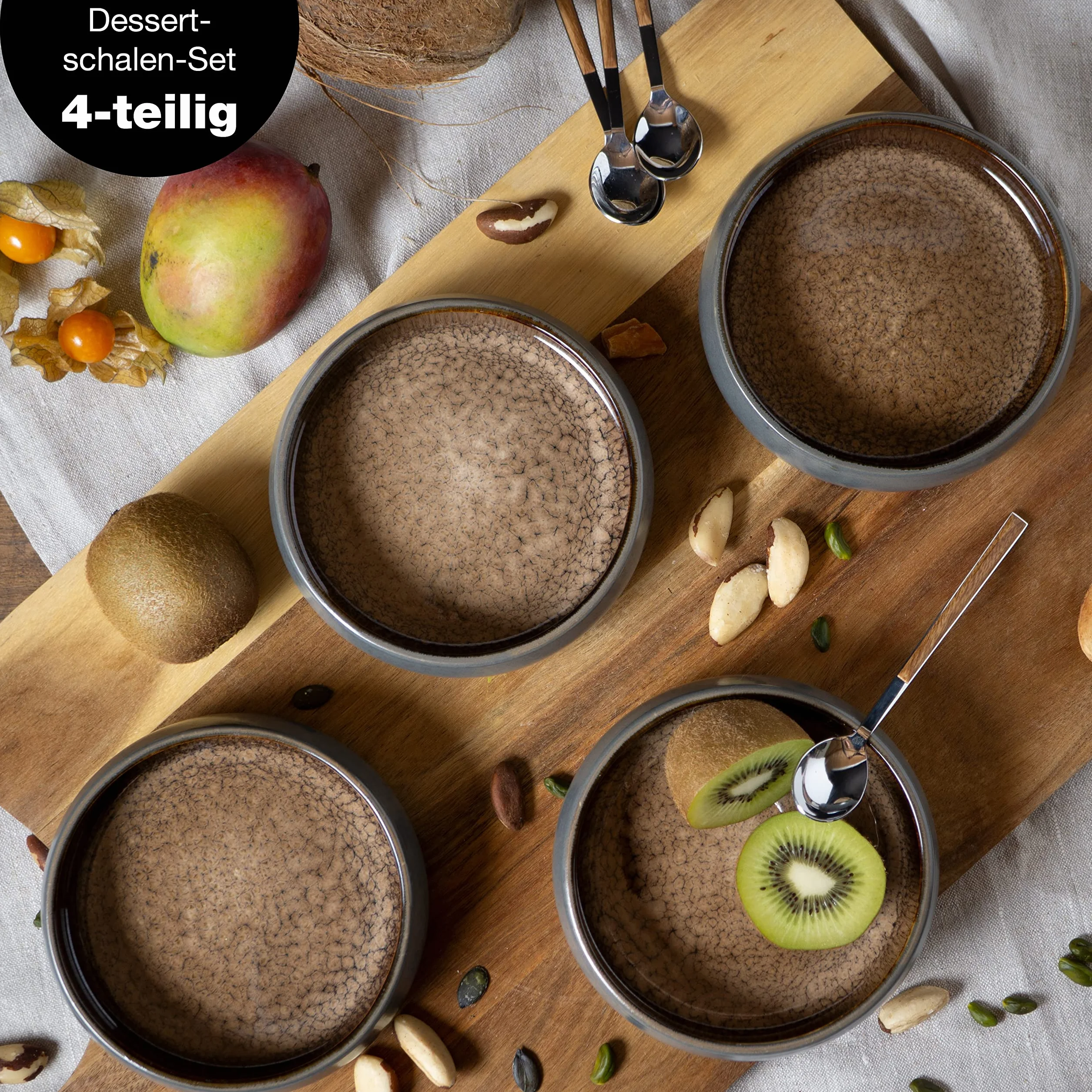 Moritz & Moritz SOLID 4 x małe miseczki – 300 ml – miseczki do dipów z kamionki na deser, przekąski, zupę, sałatkę, lody, tapas i antipasti