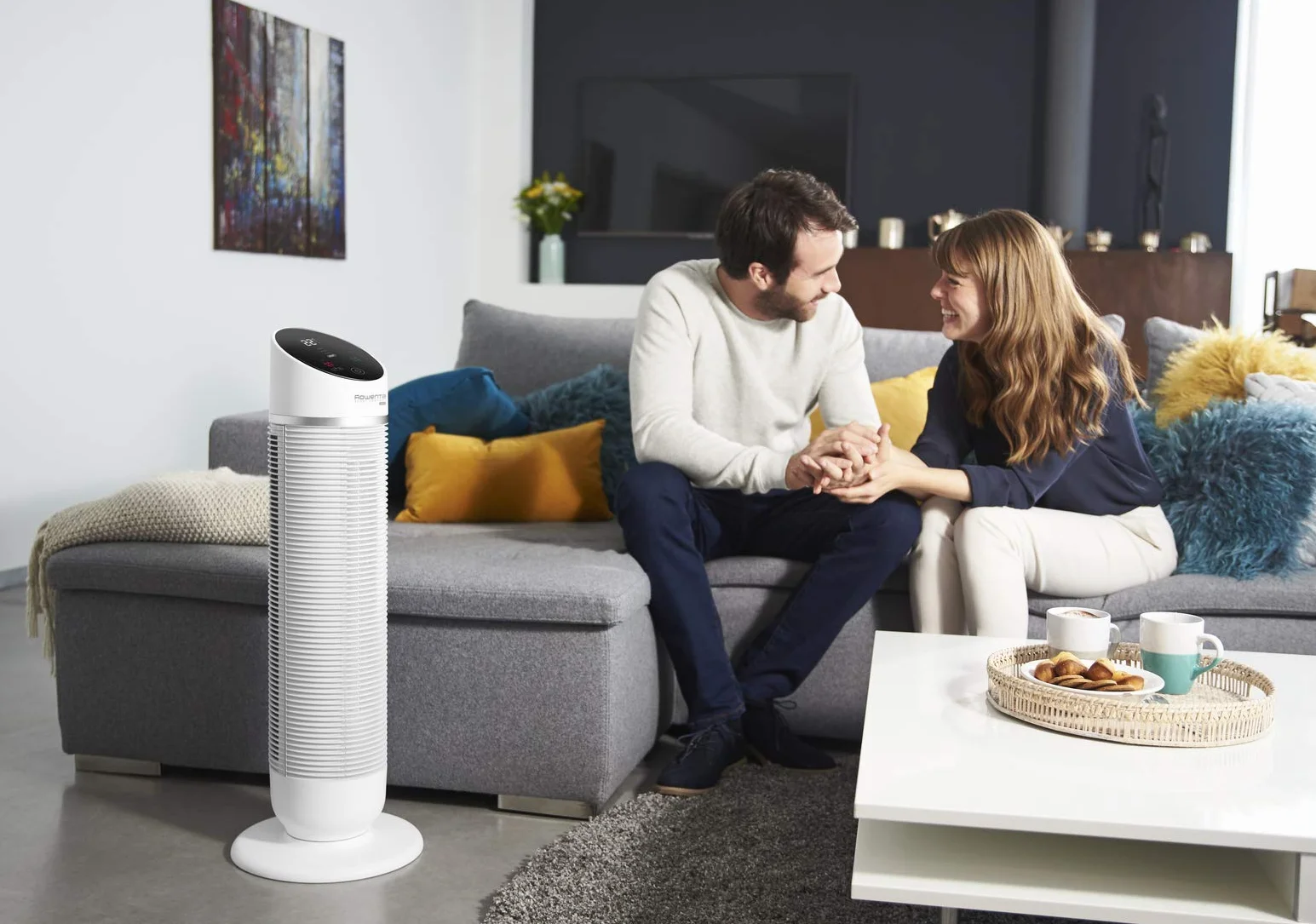 Rowenta Wentylator kolumnowy 3 w 1 Silent Comfort HQ8120 Termowentylator Filtr powietrza Tryb ogrzewania Eco Smart Pilot