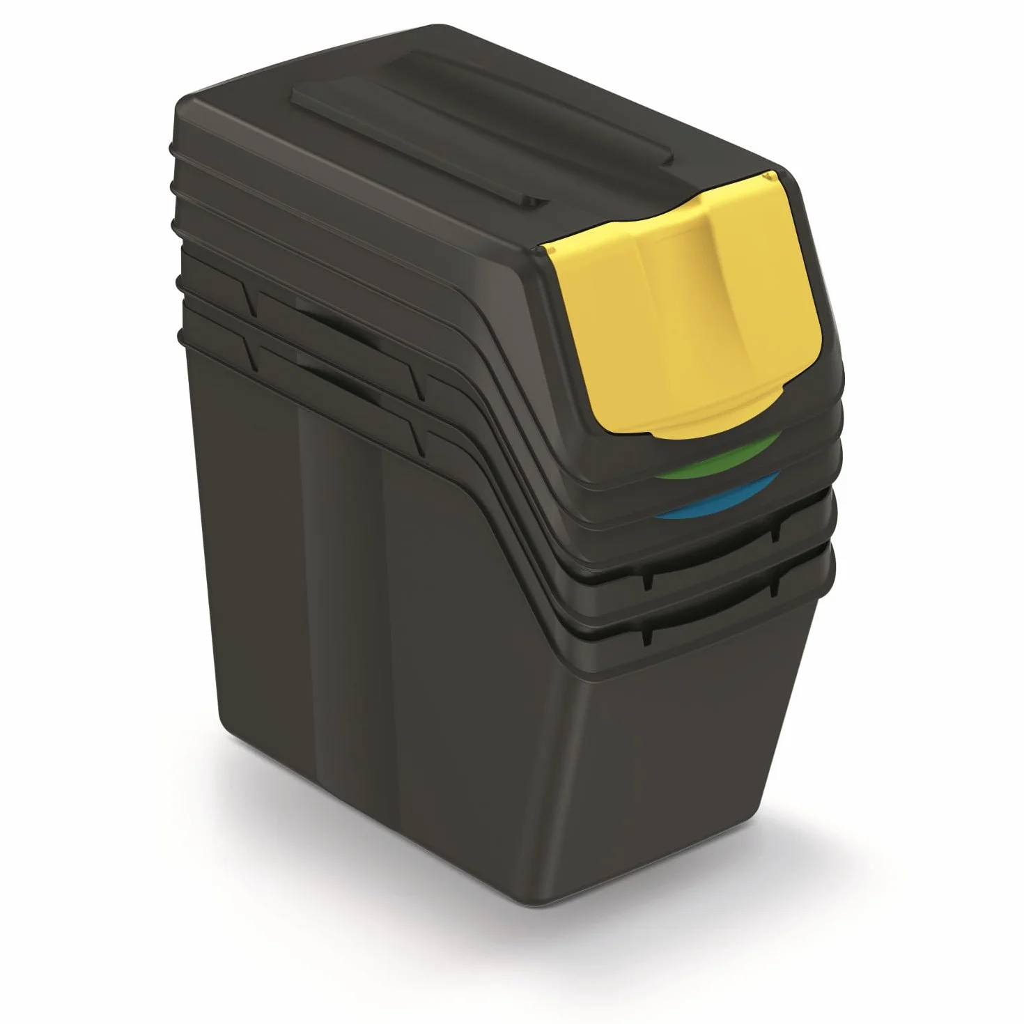 Keden SORTI BOX Kosze na śmieci Zestaw Koszy Pojemników do Segregacji Śmieci 3x20l - Czarny Recycling