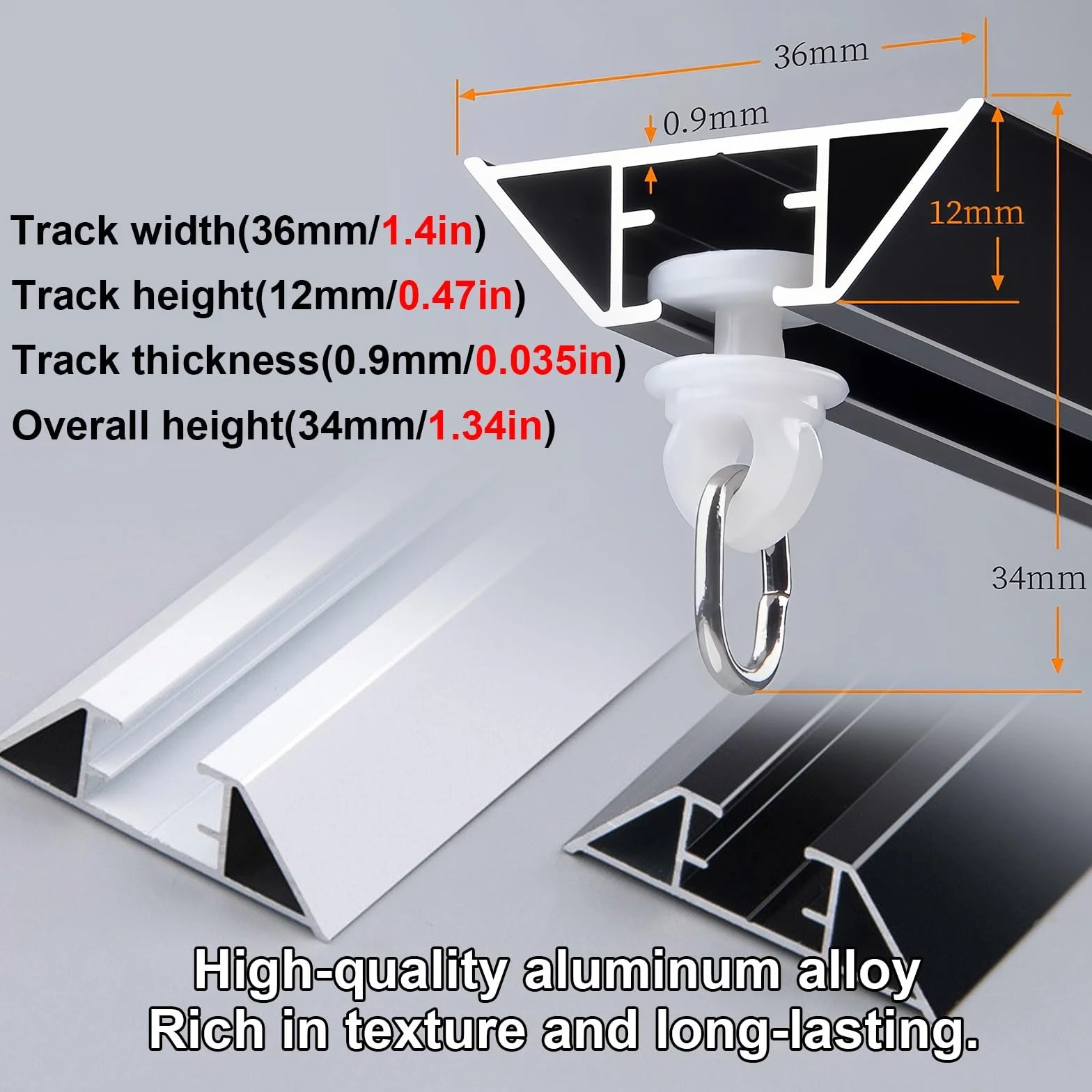 System aluminiowy, 1 zestaw, lekka szyna do okien i przegródek, idealna do domów, biur, hoteli, balkonów, czarna, 6 m
