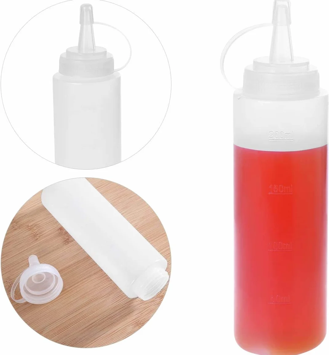 6 szt. 230 ml butelki do wyciskania przypraw z nakrętką dozowniki przypraw 230 ml