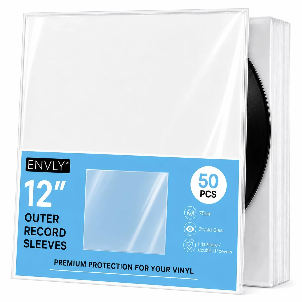 rękawy do płyt (50 sztuk) | 12" | 32,5cm | przezroczyste rękawy | rękawy ochronne LP | rękawy zewnętrzne | rękawy plastikowe