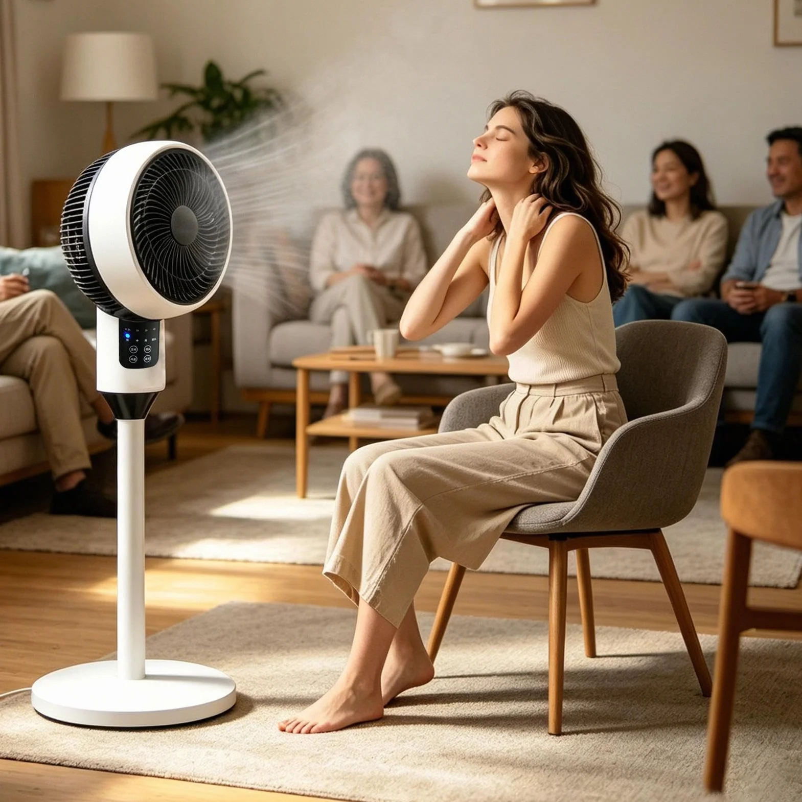 Wentylator stojący Cichy oscylujący z regulacją wysokości i chłodzeniem | Elektryczny duży wentylator stojący z timerem Do domu, salonu, kuchni, biura, biurka, stołu, wewnątrz i na