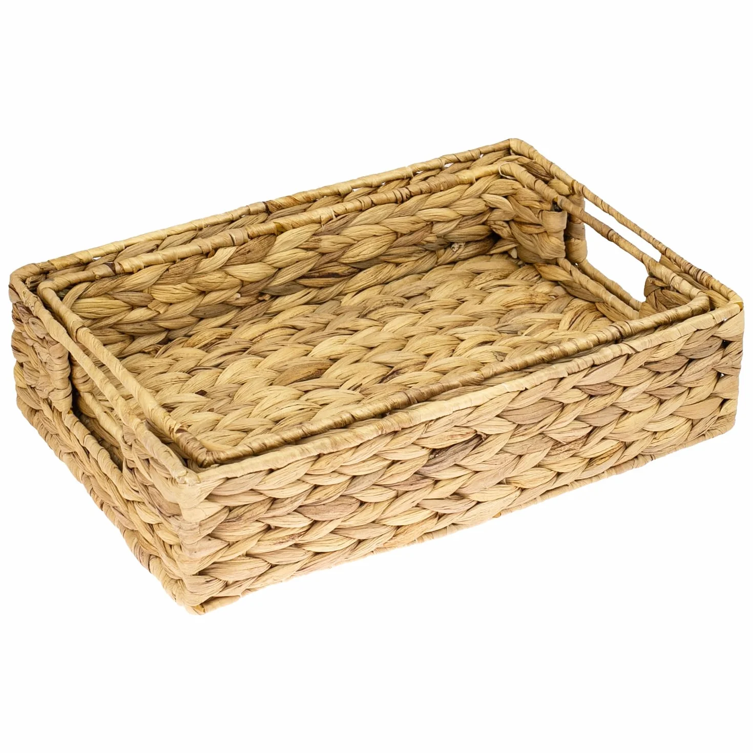 HMF Pusty kosz prezentowy, pleciony kosz do przechowywania z hiacyntu wodnego, zestaw 2 sztuk, kwadratowy, szerokość 35/32 cm