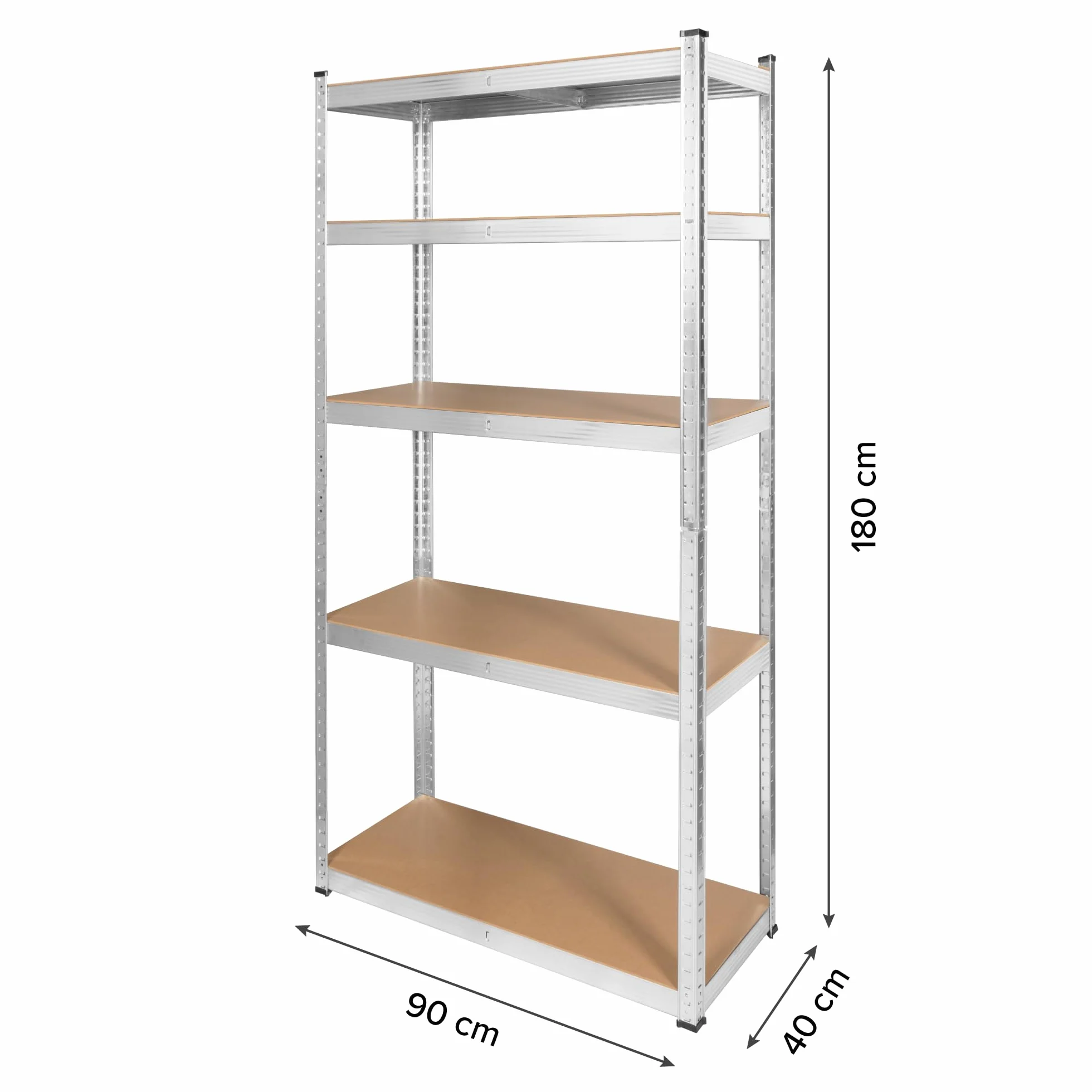 Rebel Regał Metalowy Magazynowy Garażowy 5 Półek 180x90x40 Srebrny RB-1256