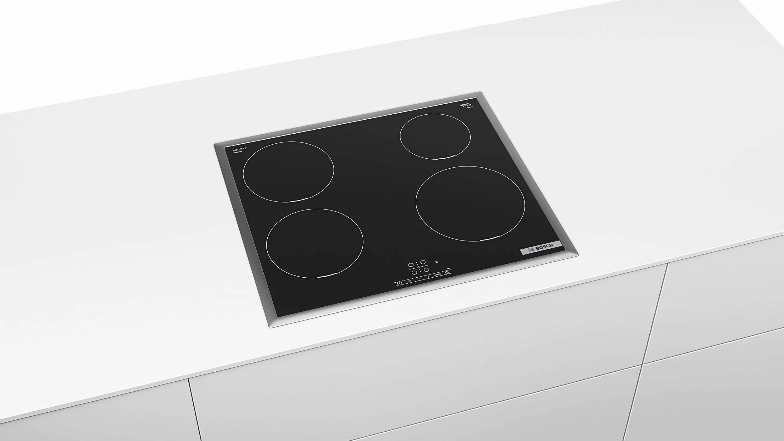 BOSCH PIE645BB5E płyta indukcyjna serii 4, samowystarczalna płyta szklano-ceramiczna, szerokość 60 cm, TouchSelect, PowerBoost, ReStart, ramka otaczająca, timer z funkcją wyłączania, czarna