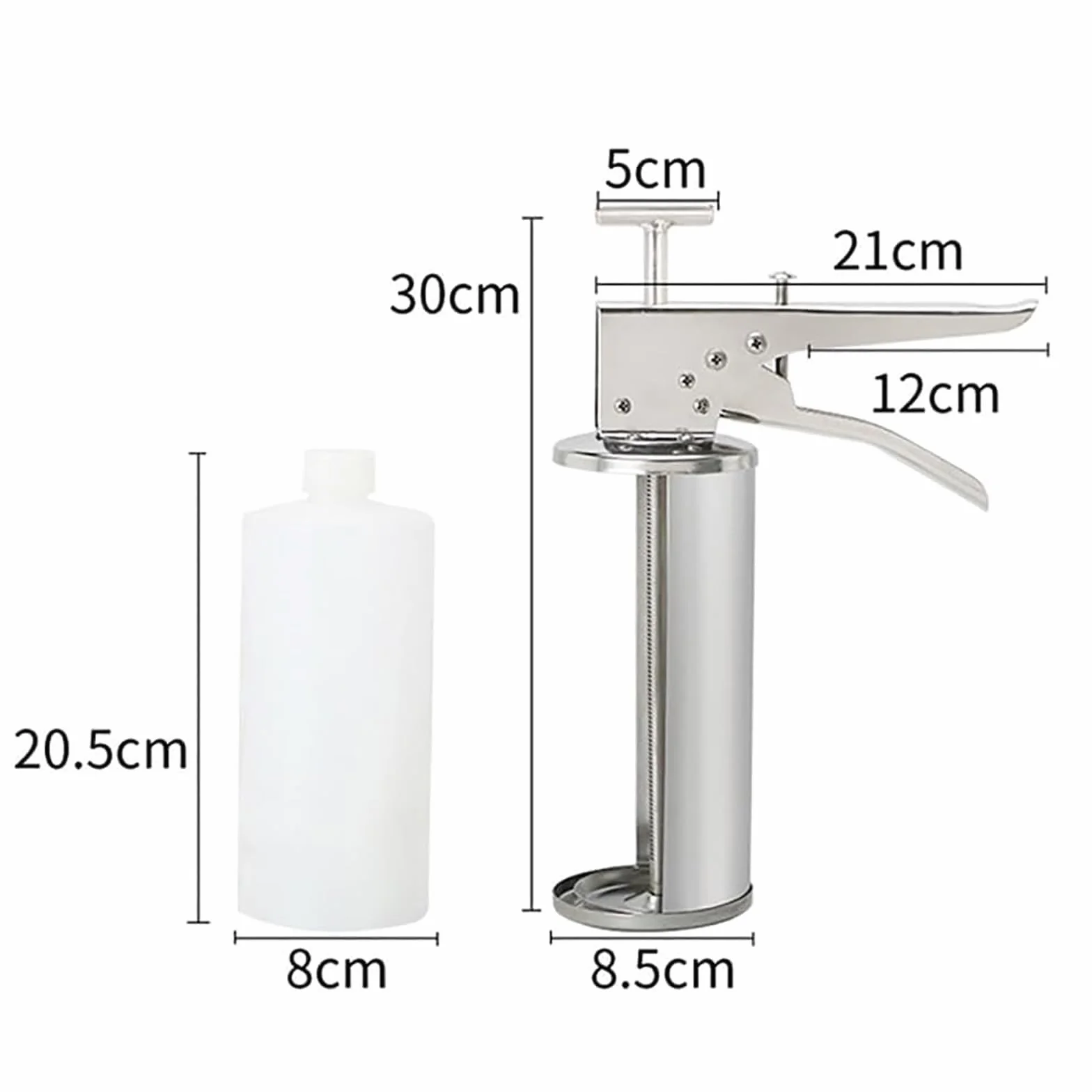 Pistolet do sosu burgerowego ze stali nierdzewnej z butelką z dozownikiem 650 ml, regulowaną wydajnością sosu 10–15 G, dozownikiem przypraw do sosów do sałatek pomidorowych