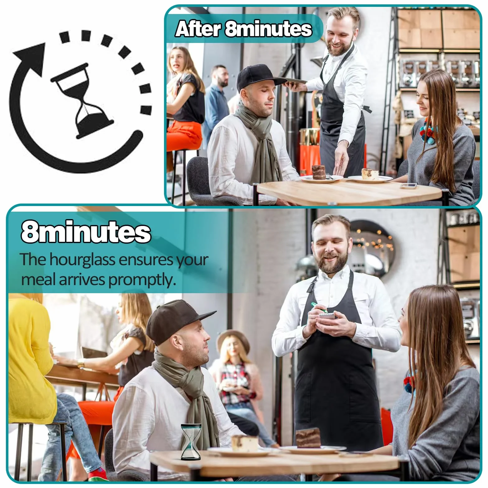 Klepsydra 8 minut, Premium Sensory Liquid Timer z klipsem do organizera na kable, antygrawitacyjna klepsydra płynna, akrylowa płynna szyba Motion Hourglass do biura, akcesoriów do domu i
