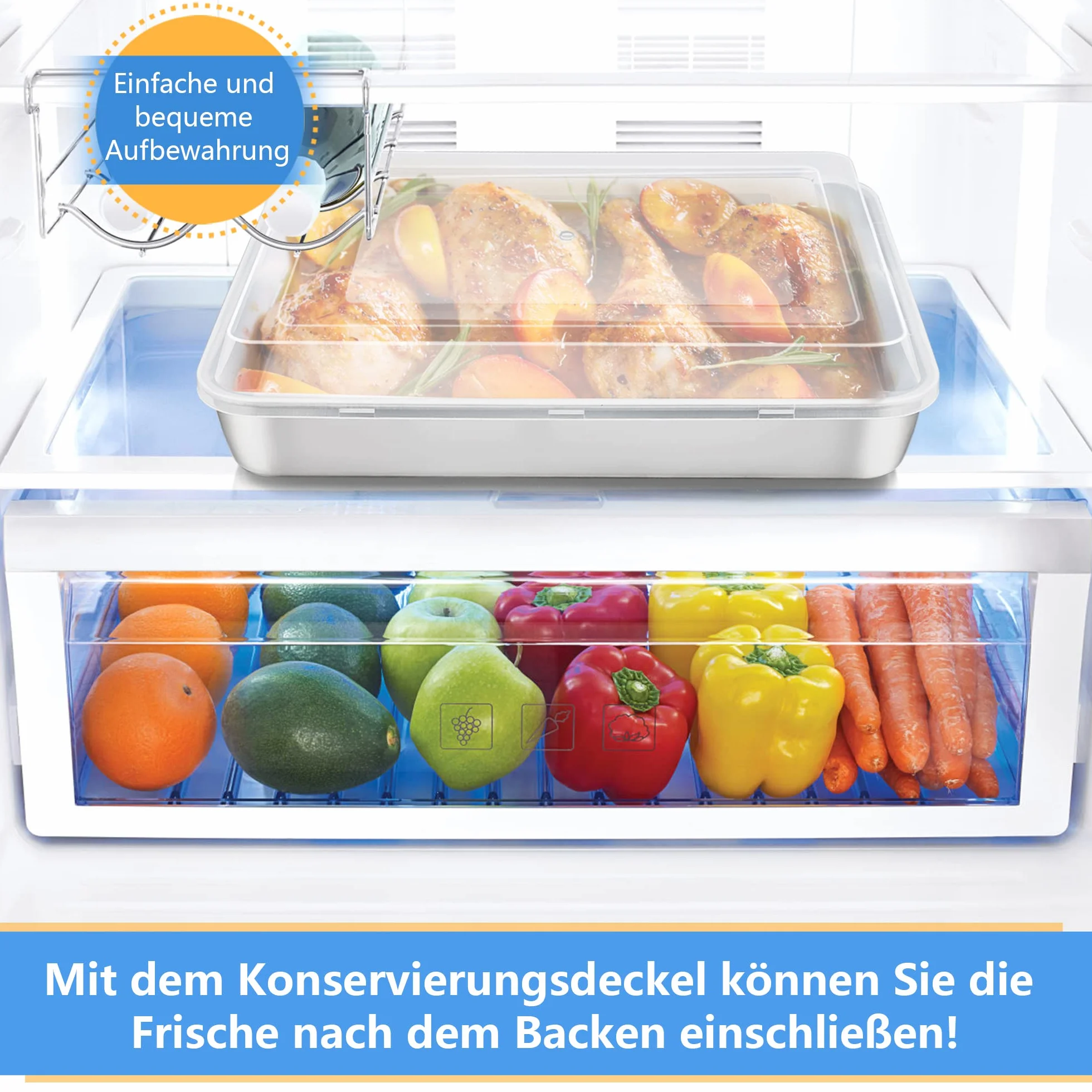 Baking Pan z pokrywą, Joyfair Stal nierdzewna Cake Pan Baking Set, 23.8x17.8x5cm, prostokątny Baking Pan dla Baking Roasting Storing, Perfect for Cake/Brownie/Lasagne