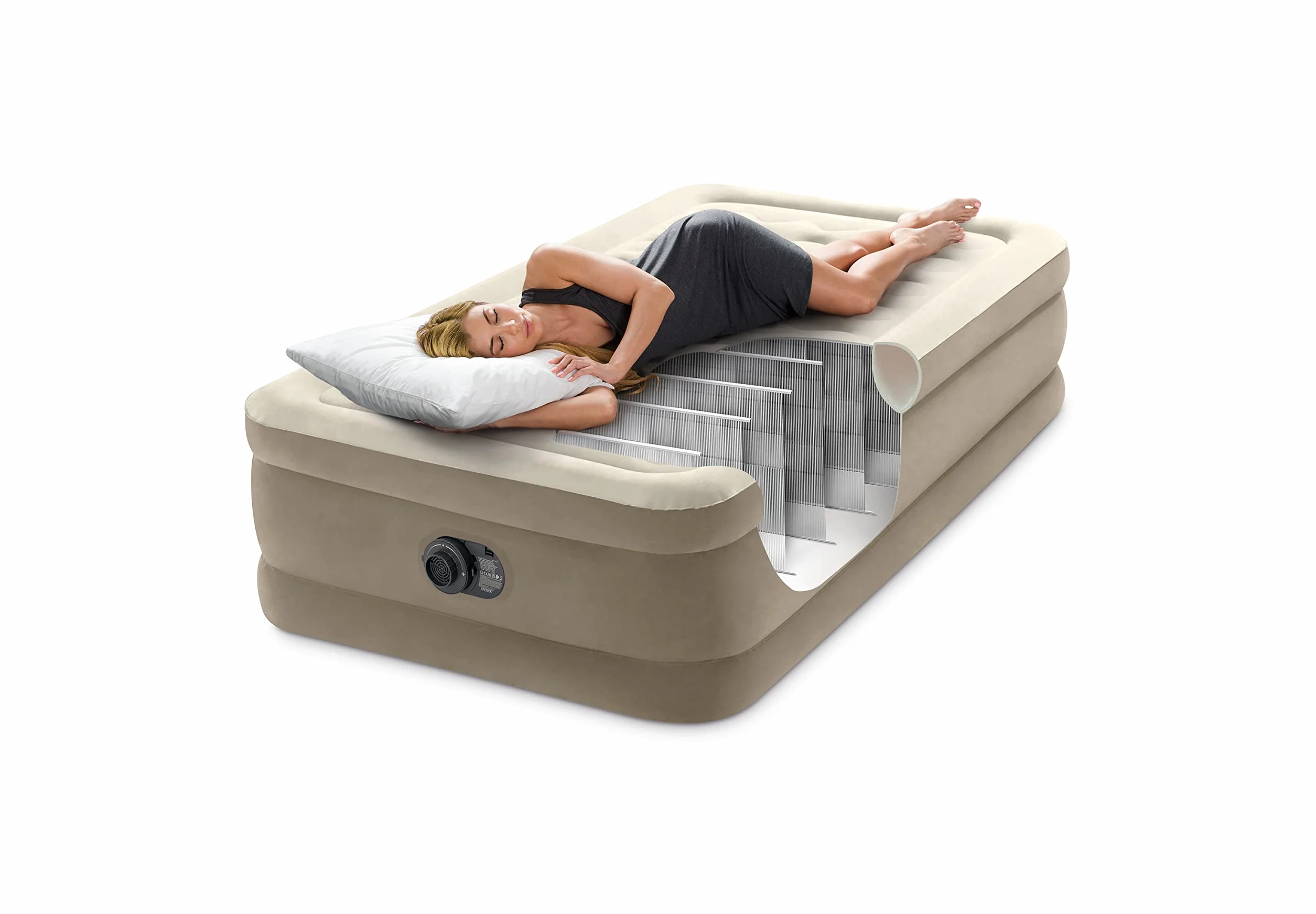 Intex 64426ND - Materasso Dura-Beam Ultra Plush Singolo, con Pompa Elettrica Incorporata, 99x191x46 cm