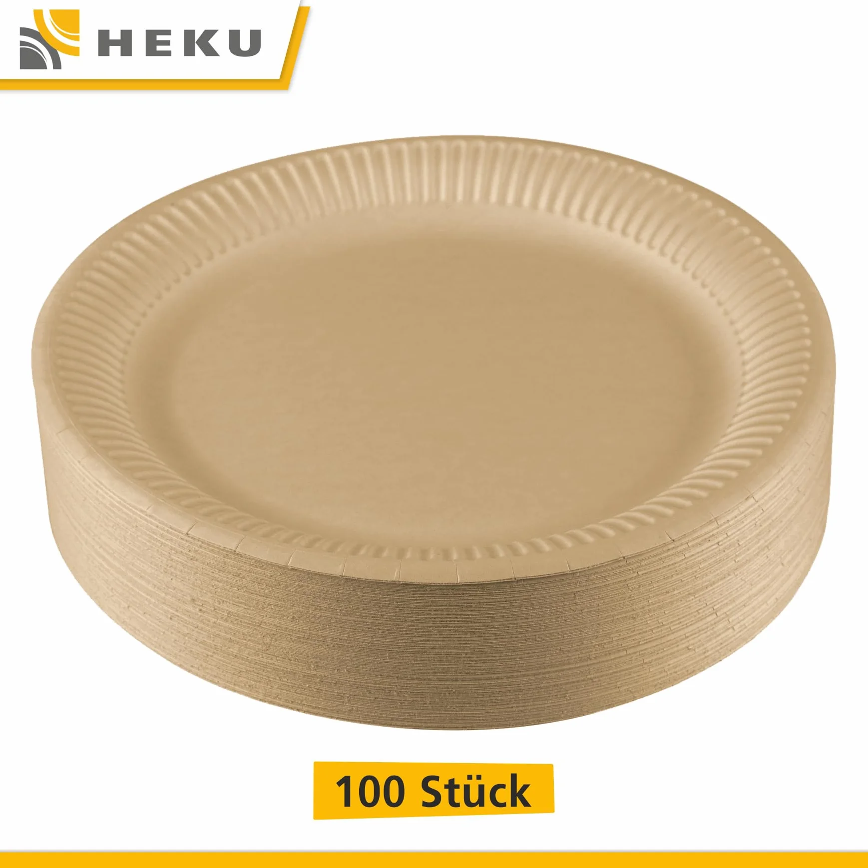 HEKU be green 100 biologicznych talerzy papierowych, Ø 23 cm, certyfikat FSC, biodegradowalne, wszechstronne i przyjazne dla środowiska, idealne do grillowania, pikniku i imprez