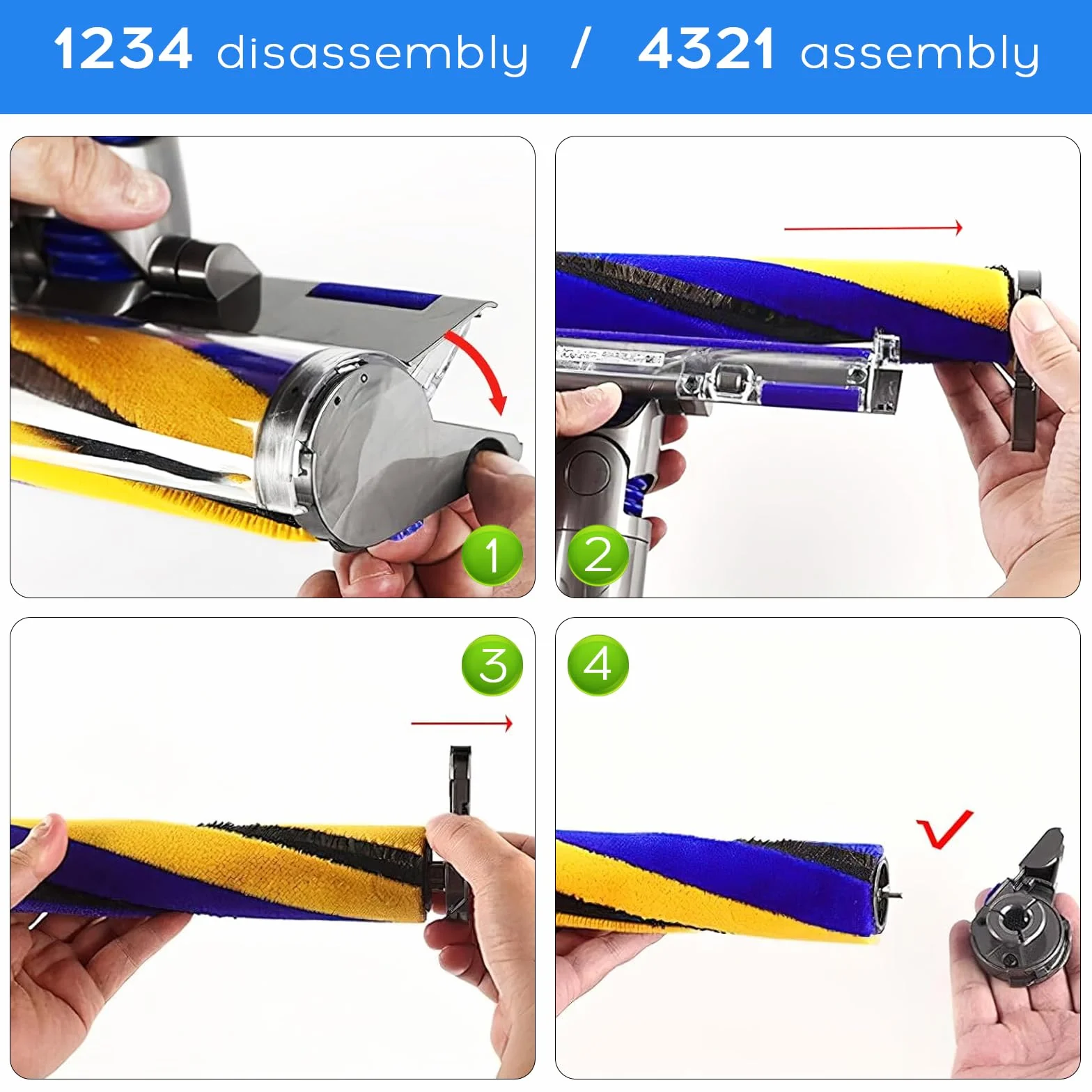 Szczotka zapasowa do odkurzacza Dyson V12/V15 Slim z wałkiem miękkim, dysza podłogowa, wymienny wałek szczotkowy Fluffy listwa szczotkowa (żółta i niebieska)