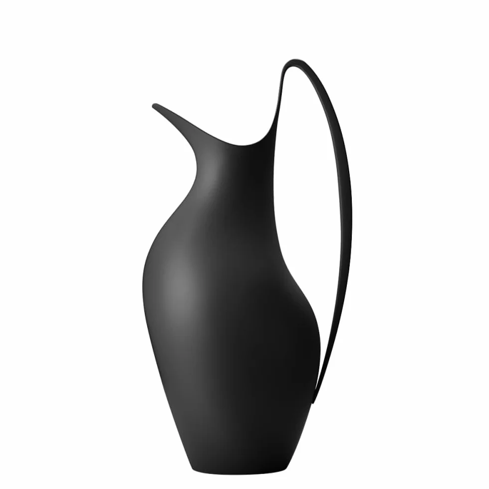 Georg Jensen Koppel dzbanek w kolorze czarnym o pojemności 1,2 l – polerowana na wysoki połysk dzbanek ze stali nierdzewnej – zaprojektowany przez Henning Koppel eleganckie naczynia do serwowania