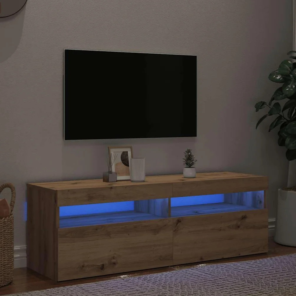 vidaXL Szafka pod TV z oświetleniem LED, dąb artisan, 120x35x40 cm