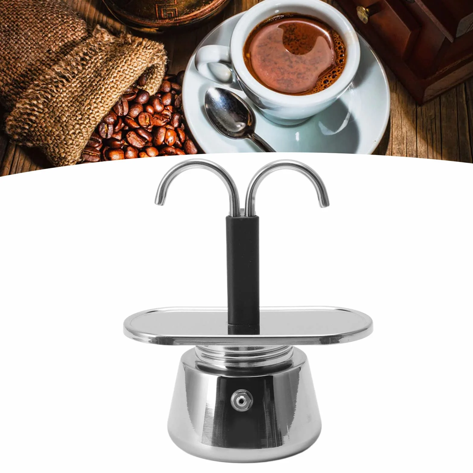 Kawiarka Moka, kawiarka Mocha, ekspres do kawy, stalowy kafetiera, 2 filiżanki 100 ml, dwugłowicowy