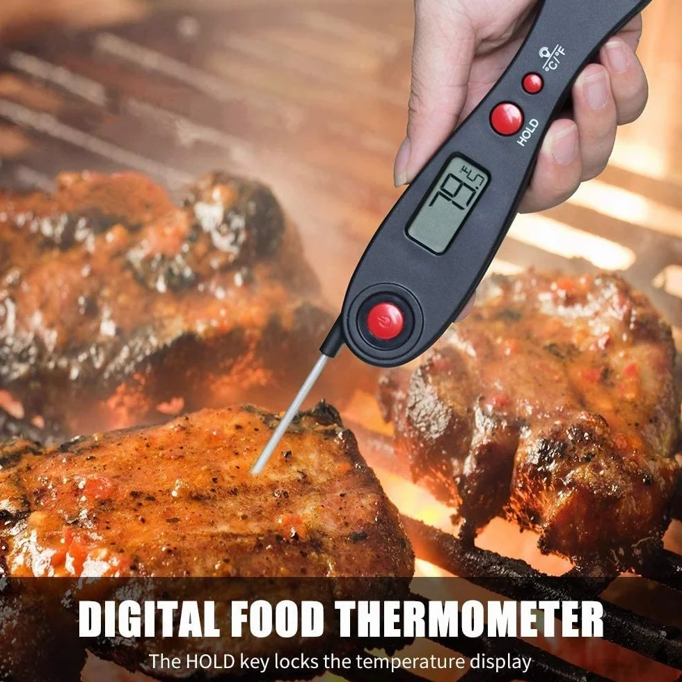 Cyfrowy termometr do mięsa do gotowania natychmiastowy odczyt termometr do żywności z sondą i podświetleniem do głębokiego smażenia wędzarnia grill kuchenny termometr do cukierków