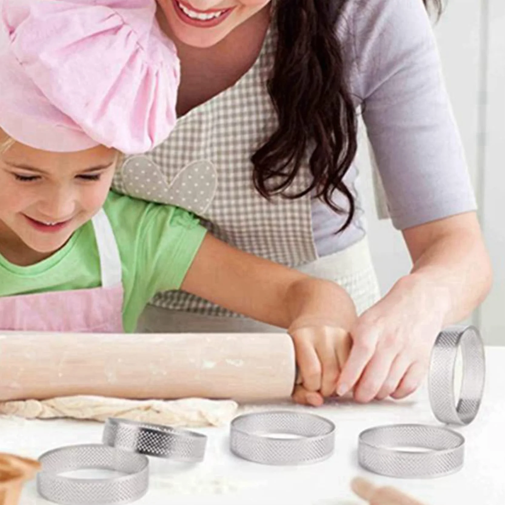 40 Sztuk OkrągłE PierśCienie Tarta z Otworami Ciasto Owocowe Quiches Ciasto Kuchnia Forma do Pieczenia Perforowane Ciasto PierśCień 8cm