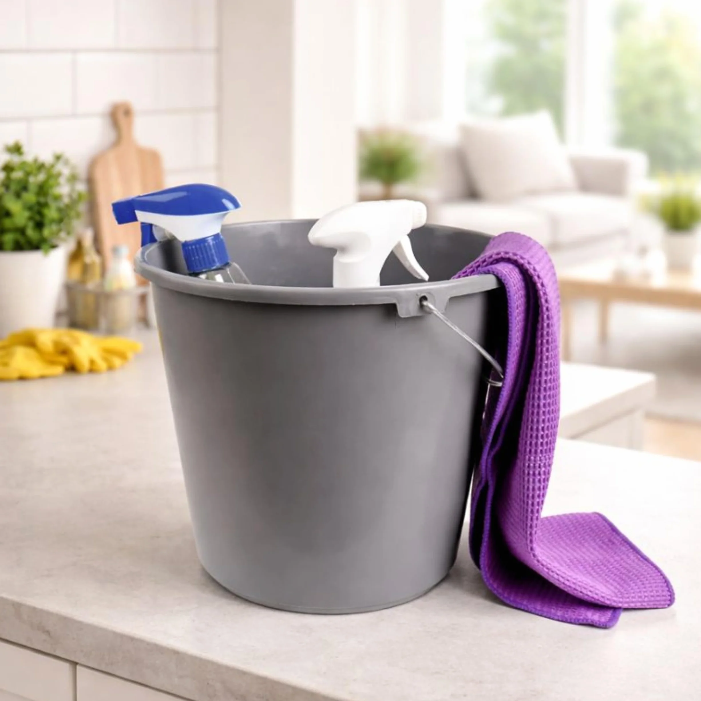 PARENCE - Plastikowe wiadro o pojemności 10 l z metalowym uchwytem - do użytku domowego, do ogrodu, gospodarstwa domowego - kolor losowy