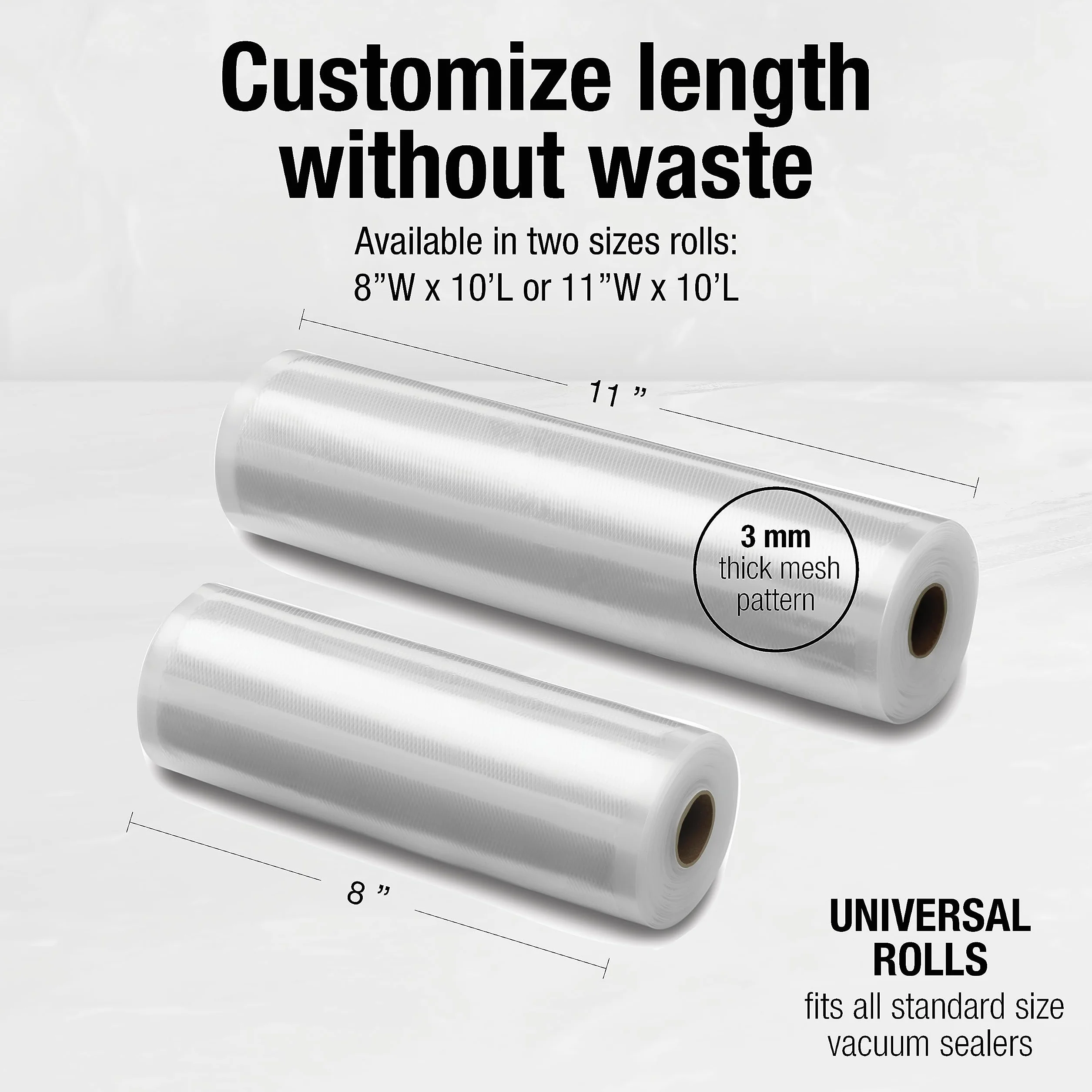 Cuisinart Universal BIODEGRADEABLE Vacuum Food Saver Sealer Bags (VSB-BD82C), 2-Pack, 8" inch x 10 ft. Rolls, BPA Free, Microwave & Freezer Safe, Keep Food Fresh Longer