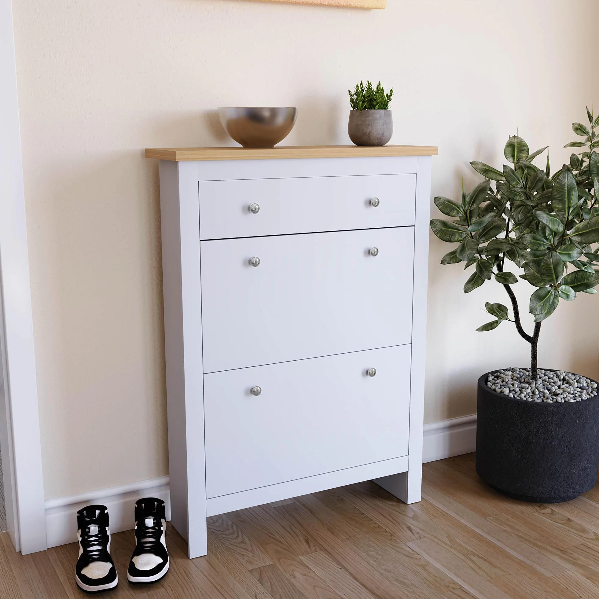 Vida Designs Arlington szafka na buty 2-drzwiowa 1 szuflada MDF biały
