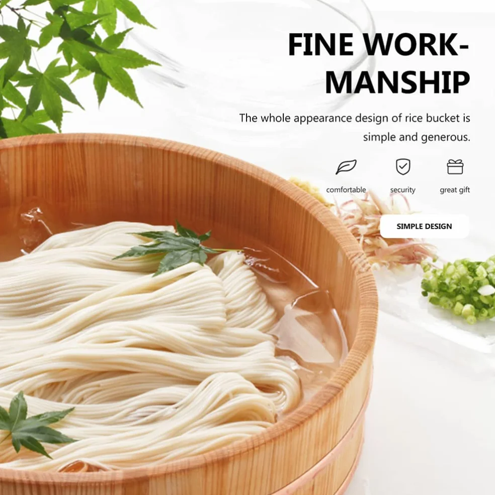 Pudełko na Sushi Drewniane wiadro na ryż Miska na ryż do sushi Pojemnik na jedzenie z pokrywką Wanna do mieszania ryżu Sushi Gotowanie Parowiec dla restauracji Strona główna Kuchnia Drewniane wiadro