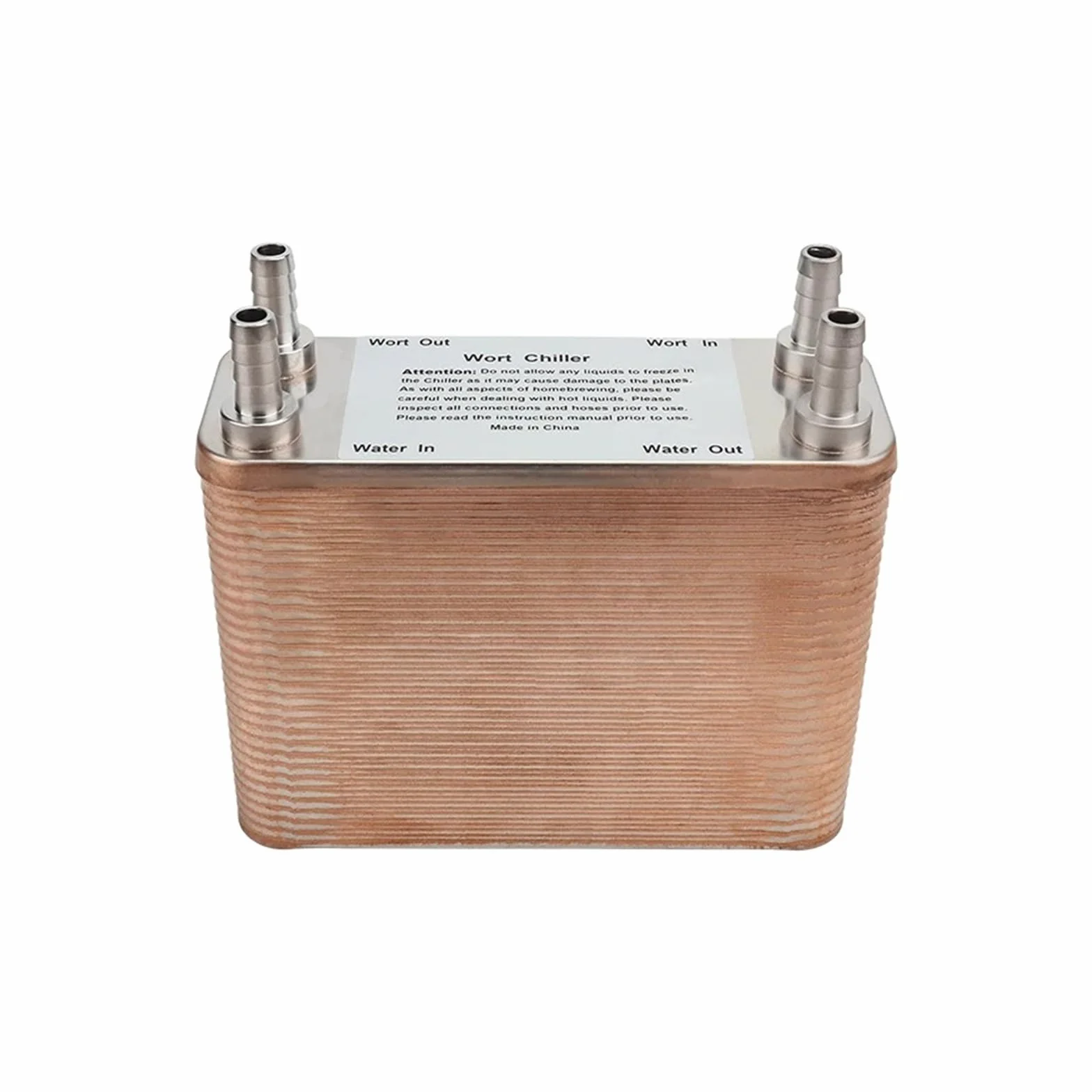 304 Wymiennik ciepła 60 płyt Chłodziarka do brzeczki Lutowana płyta Chłodziarka do brzeczki do domowego warzenia piwa klasy spożywczej X 1/2" NPT Barb Hose Szybka reakcja, wydajne ogrzewanie