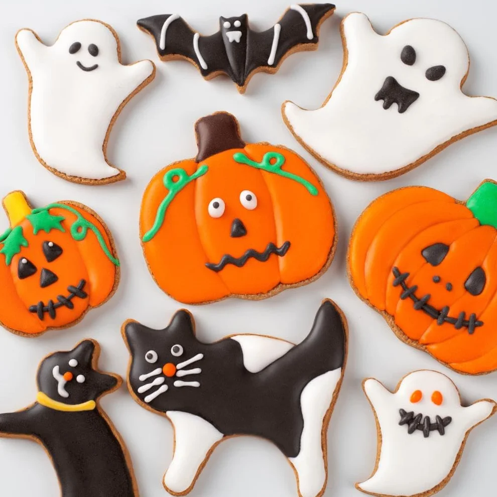 Zestaw foremek do ciastek na Halloween, 12 sztuk foremek do ciastek ze stali nierdzewnej, kształty, dynia, duch, nietoperz i kot, do dekoracji na Halloween, jedzenie, przyjęcie