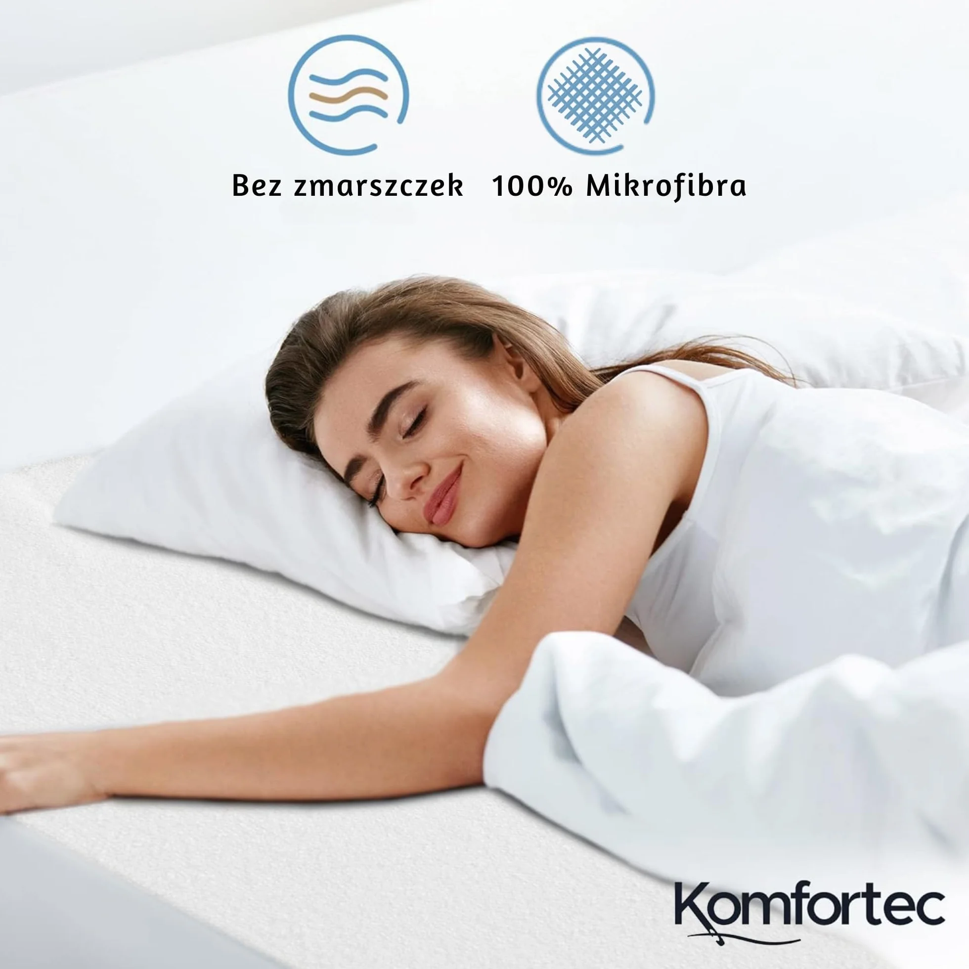 Komfortec Wodoszczelny ochraniacz na materac 180 x 200 cm, oddychający i miękki pokrowiec ochronny na materac, certyfikat Oeko-Tex, wygodny i trwały