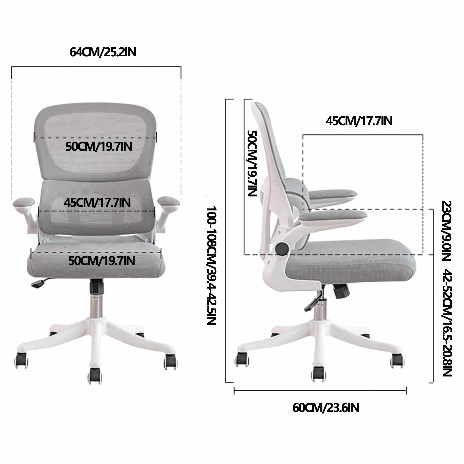 Wygodne krzesło komputerowe, nowoczesne krzesło biurowe do gier i biura z funkcją obrotu, oparcie z regulacją wysokości (kąt nachylenia 30°), ergonomiczny materiał siatkowy, dynamiczny l