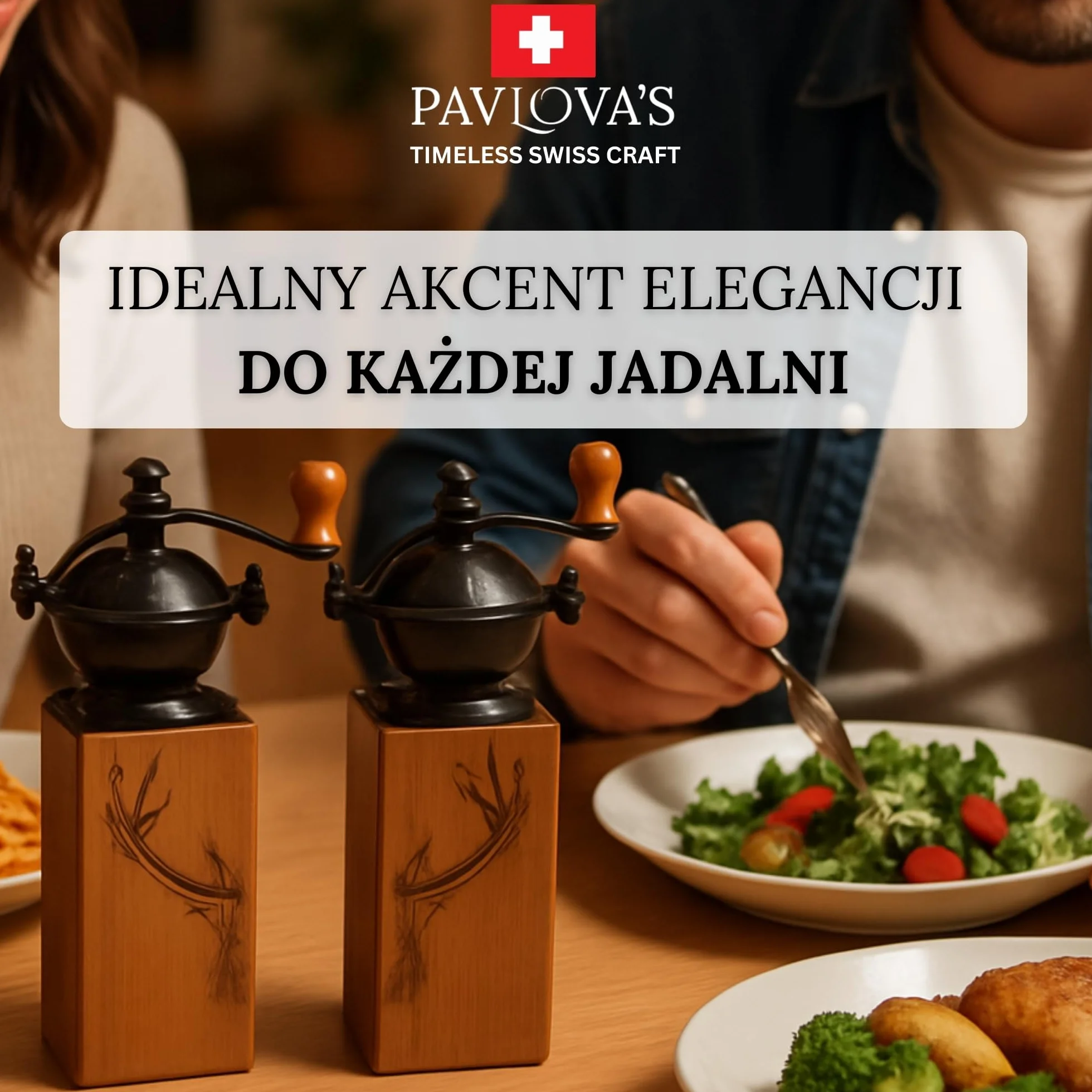 Vintage zestaw młynków do soli i pieprzu, młynek do przypraw z litego drewna z regulowanym mechanizmem ceramicznym, limitowana edycja, ręcznie robione w Szwajcarii, z ręczną korbą, prezent