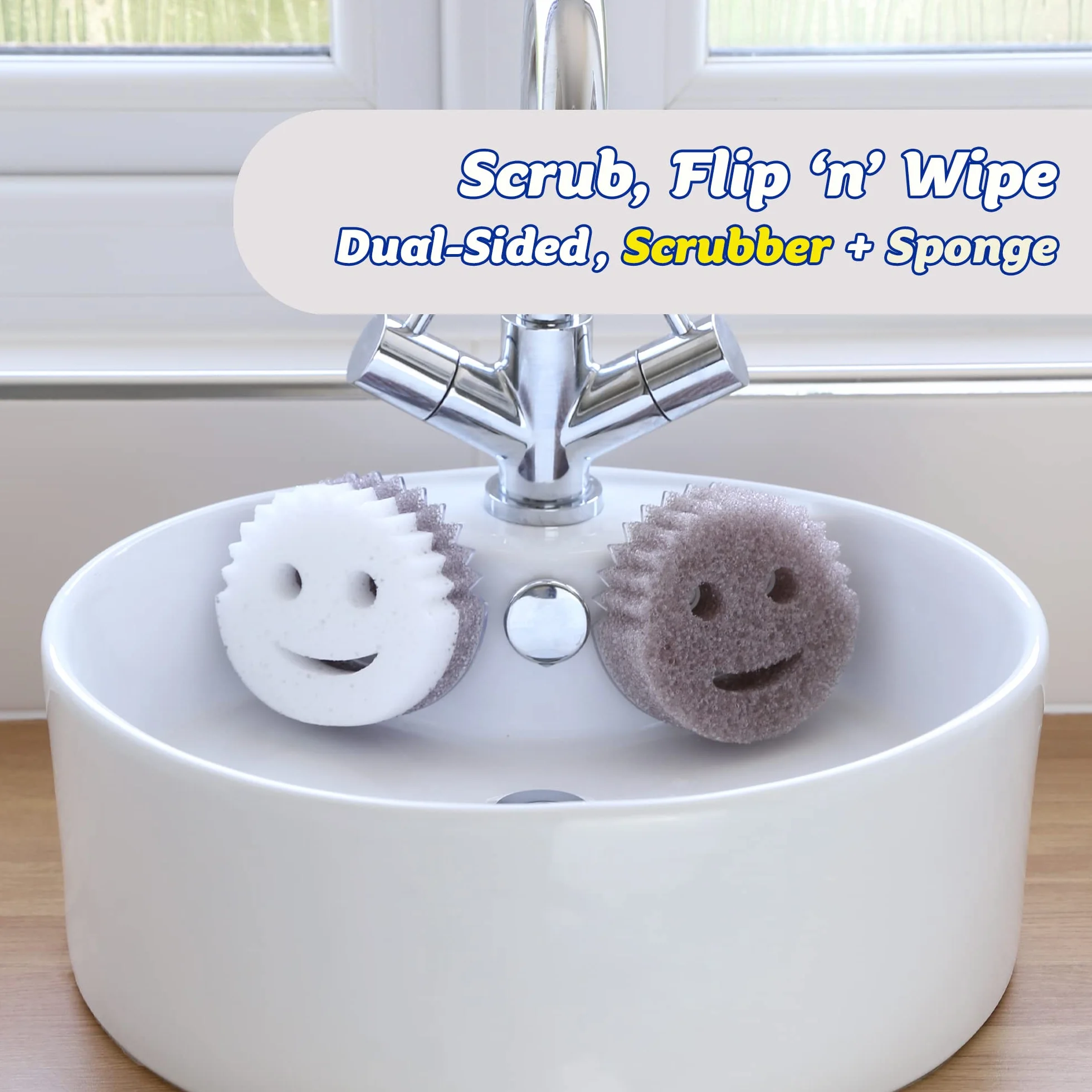 Scrub Daddy Scrub Mommy gąbka do mycia naczyń - wielokrotnego użytku zmywalna gąbka do kuchni i łazienki, akcesoria domowe, gąbka do skrobania Flextexture, produkty i akcesoria do czyszczenia, zestaw
