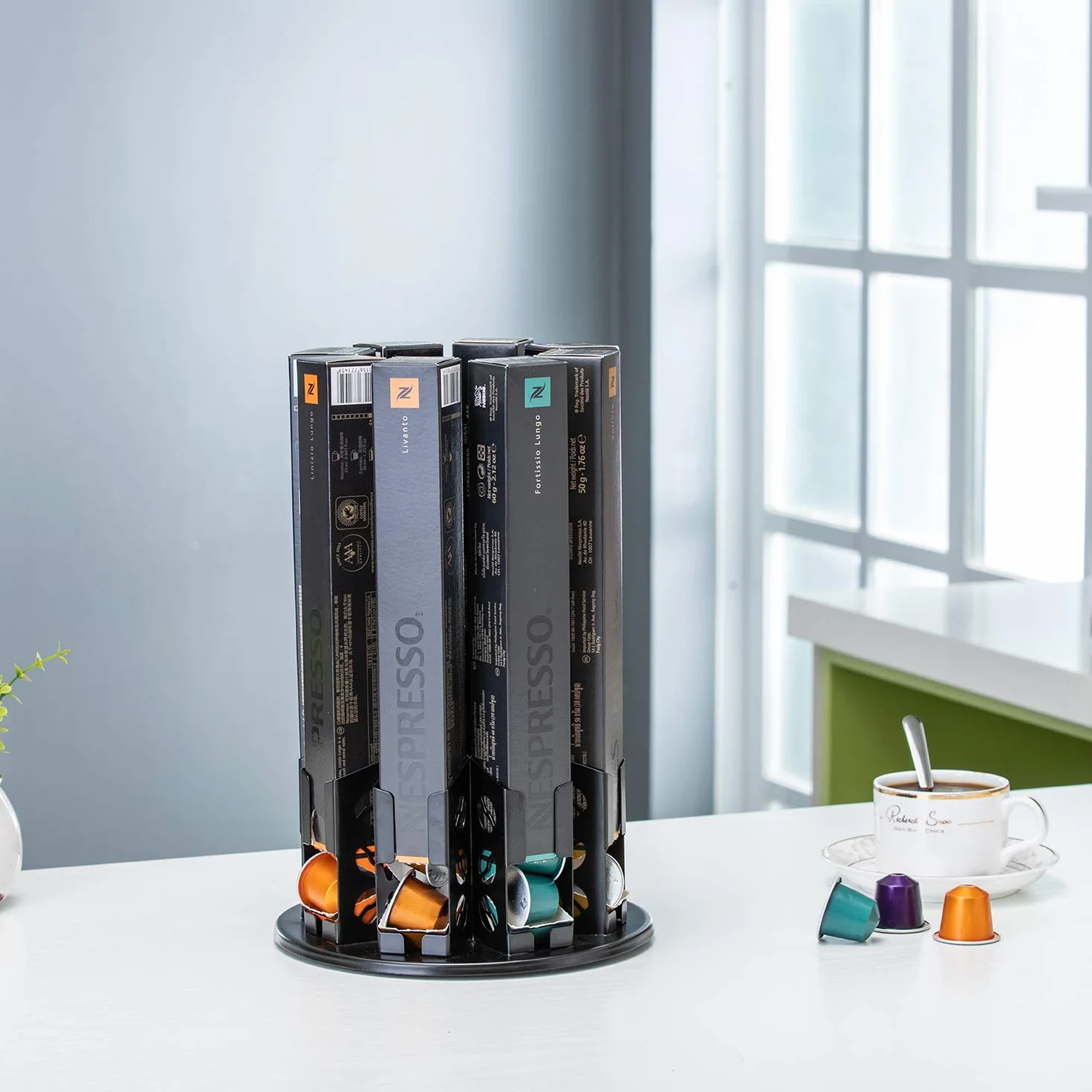 FlagShip Nespresso uchwyty na kapsułki do przechowywania karuzela kawa Nespresso oryginalna linia uchwyt na kapsułki do kawy uchwyt organizer stojak mały 80 kapsułek oryginalny