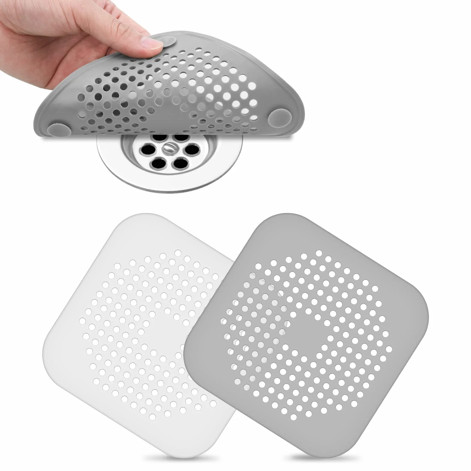 Flintronic 2 sztuki silikonowych sitek odpływowych, sitko do zlewozmywaka, do włosów, umywalki, kuchni, wannicy, łazienki, prysznica