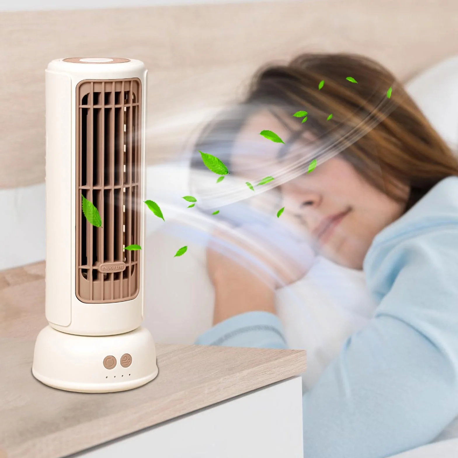 Tower Fan, Oscillating Ventilator, 3.94x3.94x10.24 inches Bedroom Powerful 3-Speed Air Circulator, Standing Fan for Home Nursery Dorm Car Camping, Room Kitchen Garage Basement