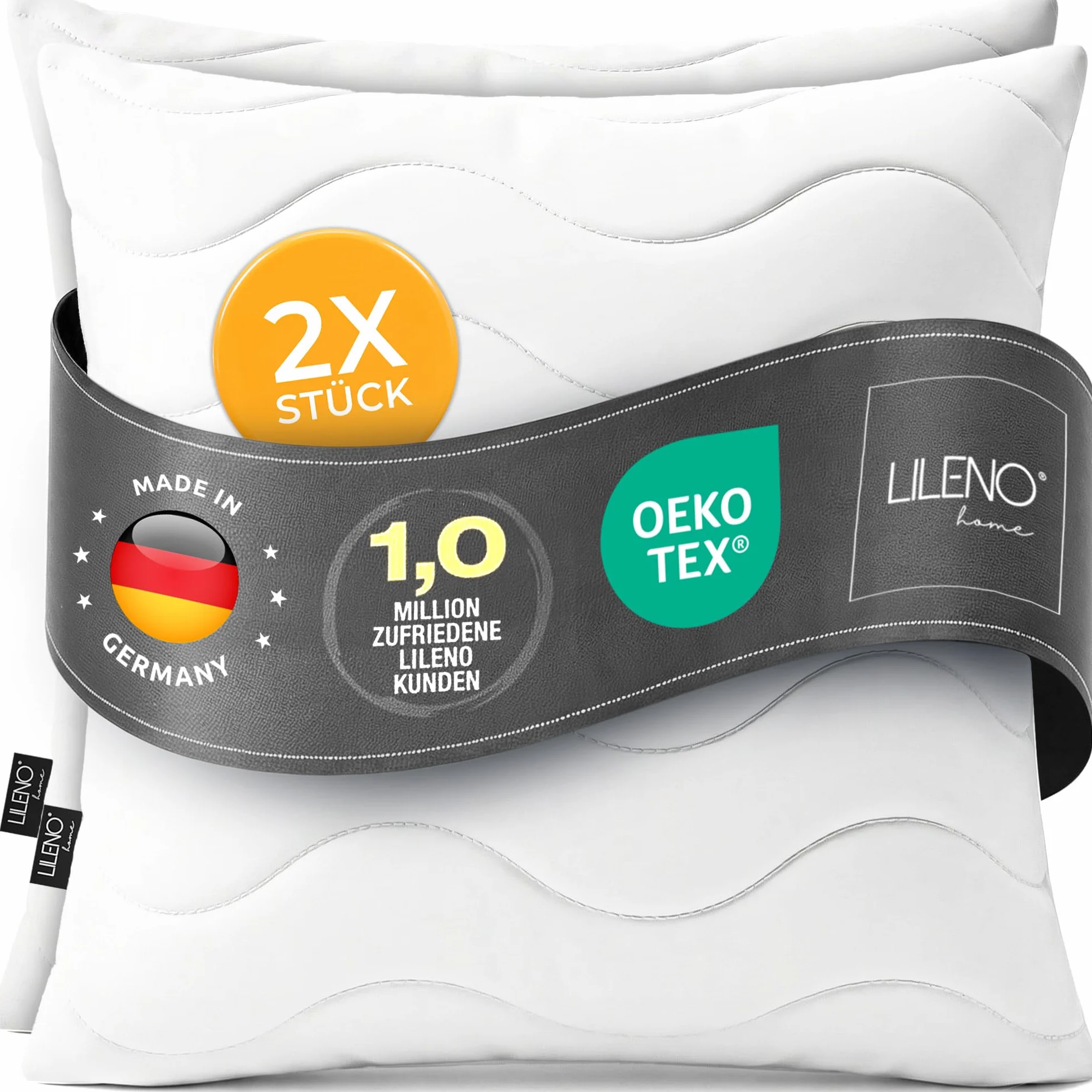 LILENO HOME Poduszka 50 x 50 cm [zestaw 2 sztuk] jako poduszka dekoracyjna z zamkiem błyskawicznym do regulacji, nadaje się do prania w temperaturze do 95°C, sofa i poduszka dekoracyjna na kanapę