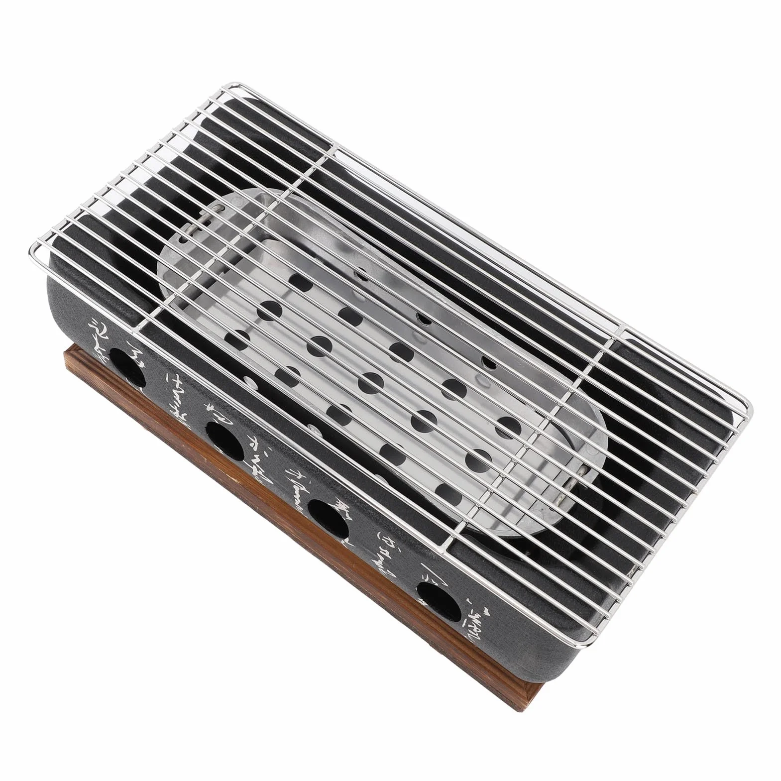 Przenośny Grill na Węgiel Drzewny w Stylu Japońskim Szybko Nagrzewająca się Płyta Druciana ze Stopu Aluminium na Spotkania Rodzinne, Kemping - Stop Aluminium, Drewno Kompozytowe (XL)