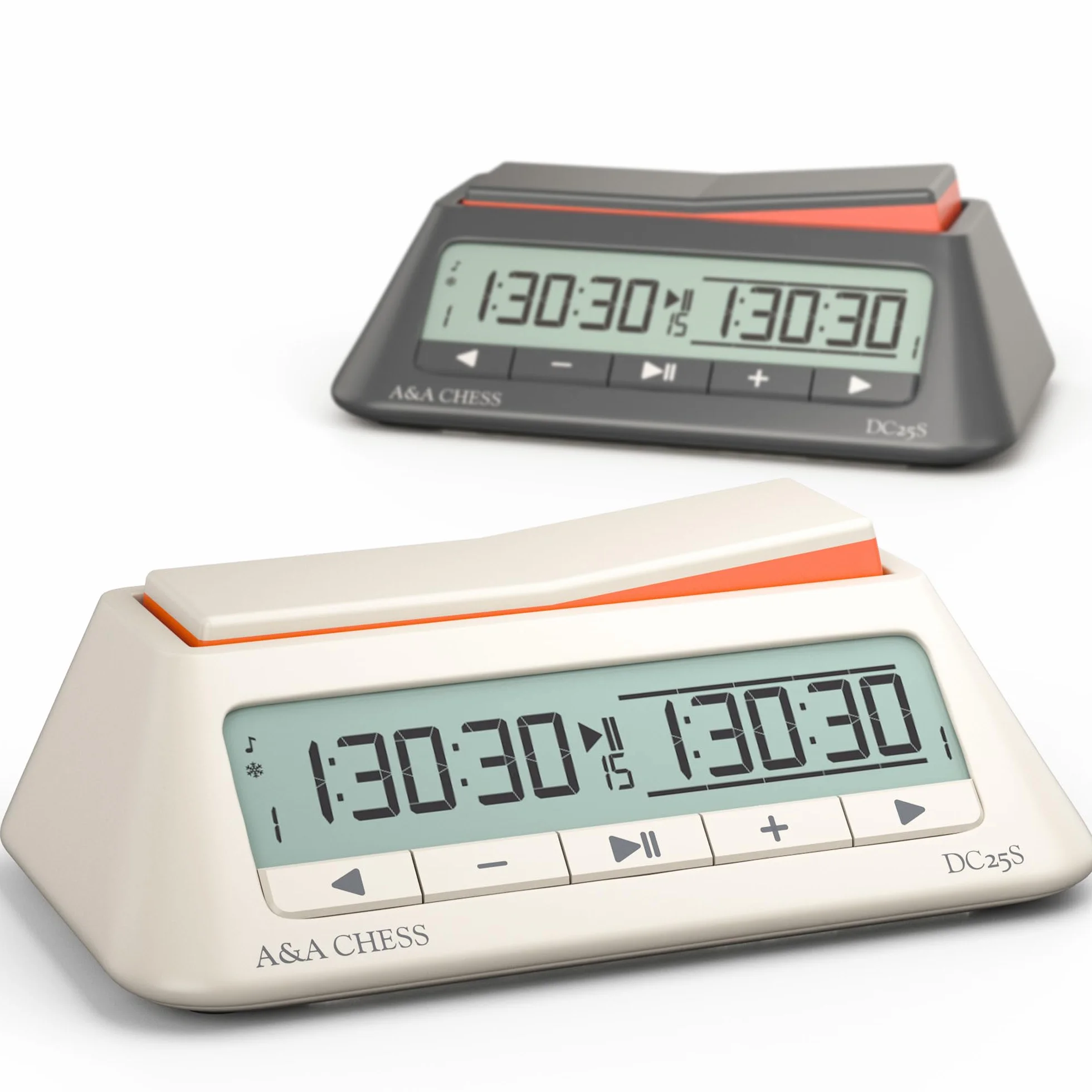 A&A Zegar szachowy, cyfrowy zegar szachowy z 36 trybami turniejowymi, stylowy, minimalistyczny design z kołyską, przenośny timer do szachów i gier planszowych (biały)