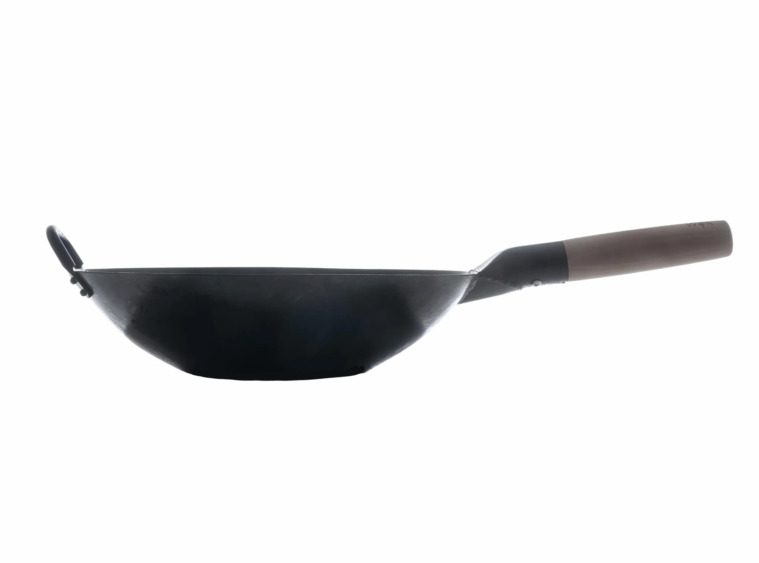 Craft Wok Black13 płaski wstępnie sezonowany wok młotkowany ze stali węglowej z drewnianym i stalowym uchwytem pomocniczym (33 cm, płaskie dno)