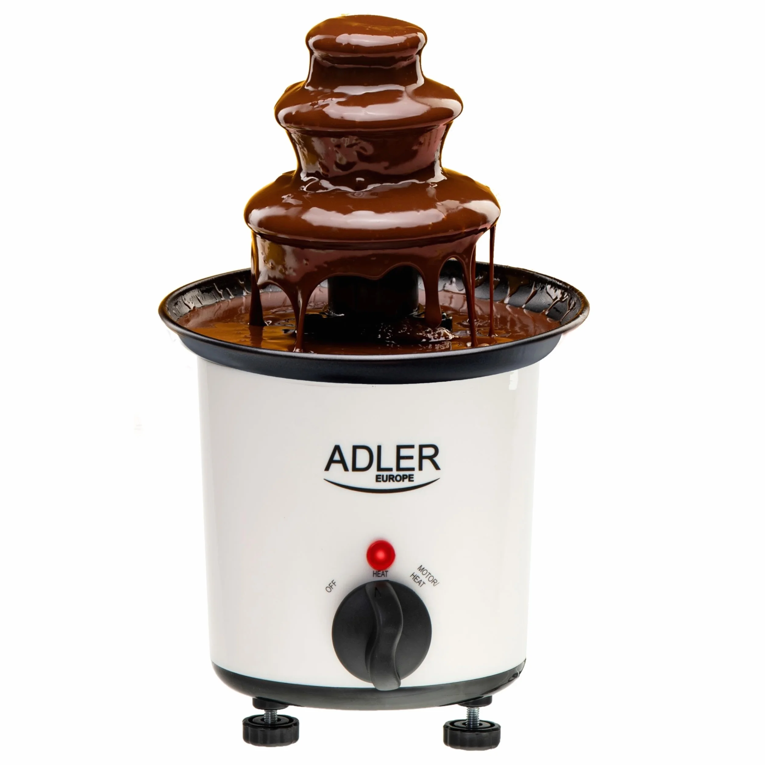 Adler AD 4487 Fontanna do Czekolady 200ml z Patyczkami, Moc 30W, Regulowane Podgrzewanie, Stabilna Konstrukcja, Kolor Biały