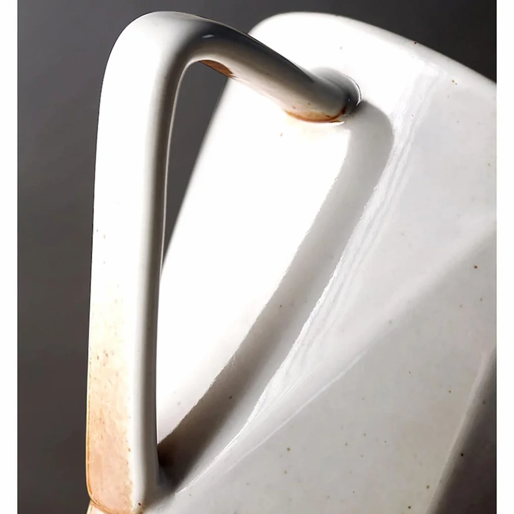 Ceramiczny kubek do kawy, duży prosty retro kubek do herbaty z uchwytem do cappuccino, kubek na mleko unikalny porcelanowy kubek do domu/biura, nadaje się do zmywarki i kuchenki mikrofalowej, wyjątkowy prezent biały-295 ml