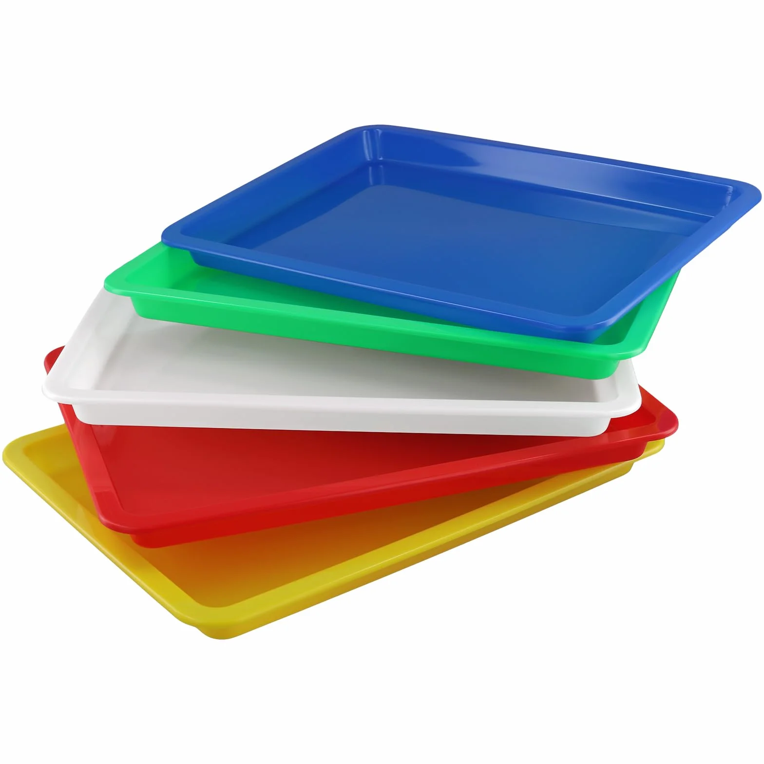 ZOENHOU Tace do aktywności z tworzywa sztucznego, 10 sztuk, 34 x 25 x 2,6 cm, możliwość układania w stos, w 5 kolorach, z tworzywa sztucznego, organizery do majsterkowania, do szkoły, do