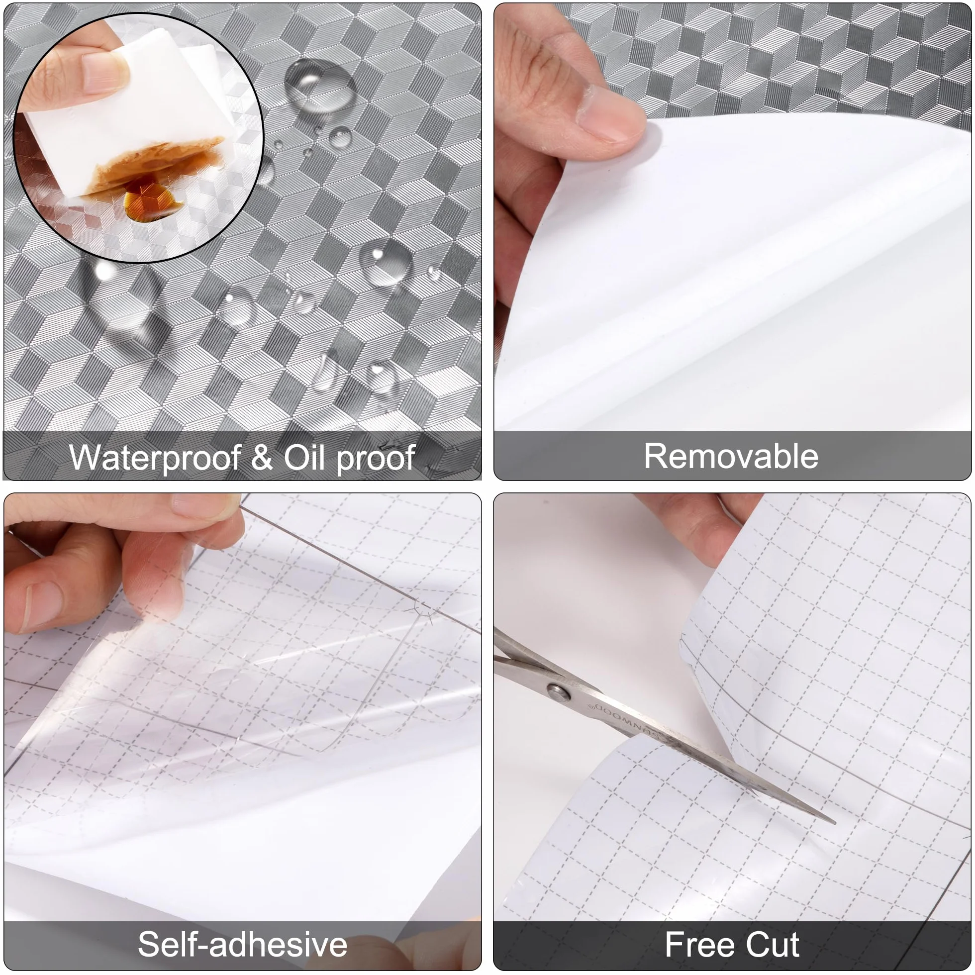Folia aluminiowa olejoodporna samoprzylepna wodoodporna tapeta na kuchenkę 40 x 300 cm wzór rombowy