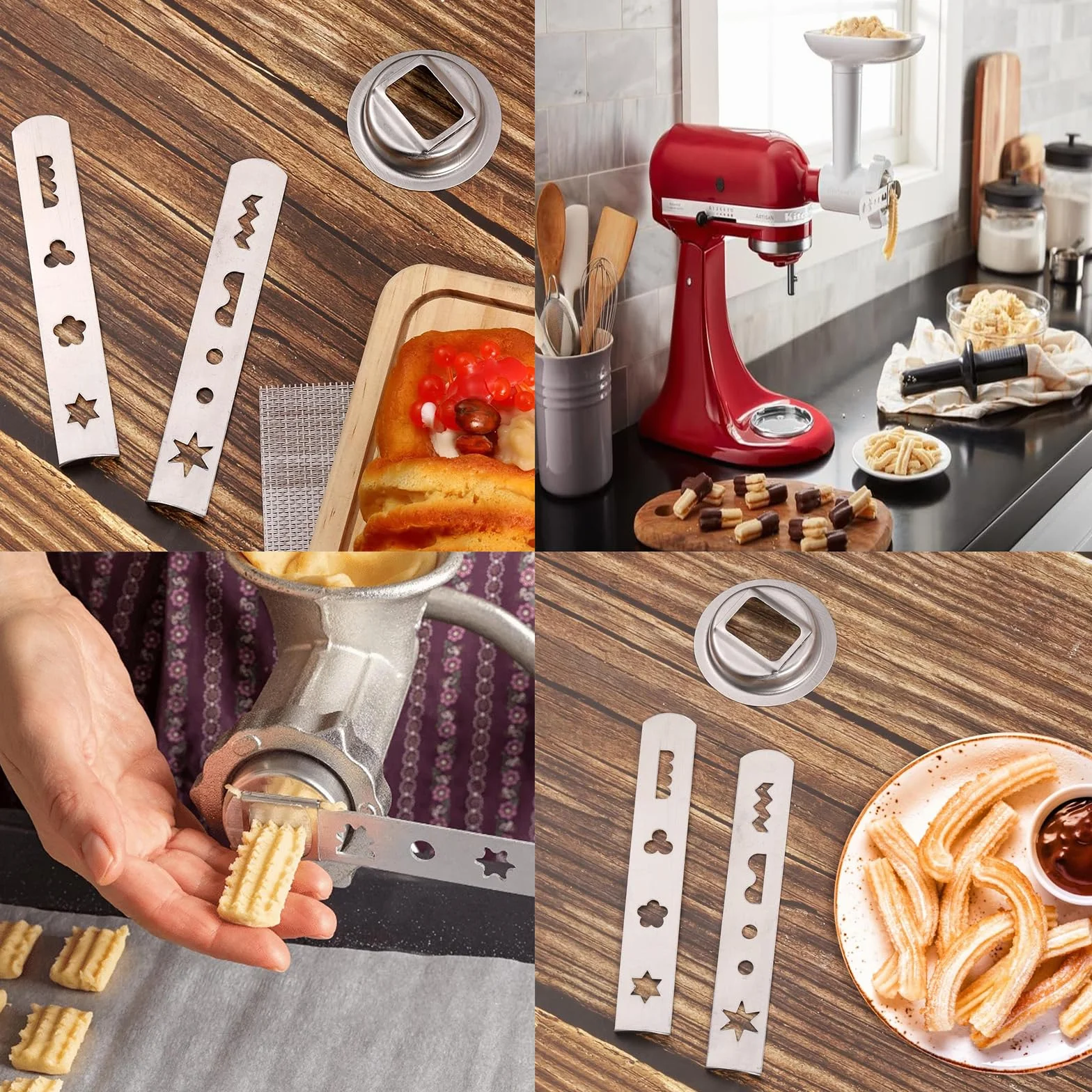 2 sztuki przystawek do ciastek 430, akcesoria do ciastek kitchenaid, nakładka do maszynki do mięsa i wypieków, stal nierdzewna, akcesoria 5/8/10