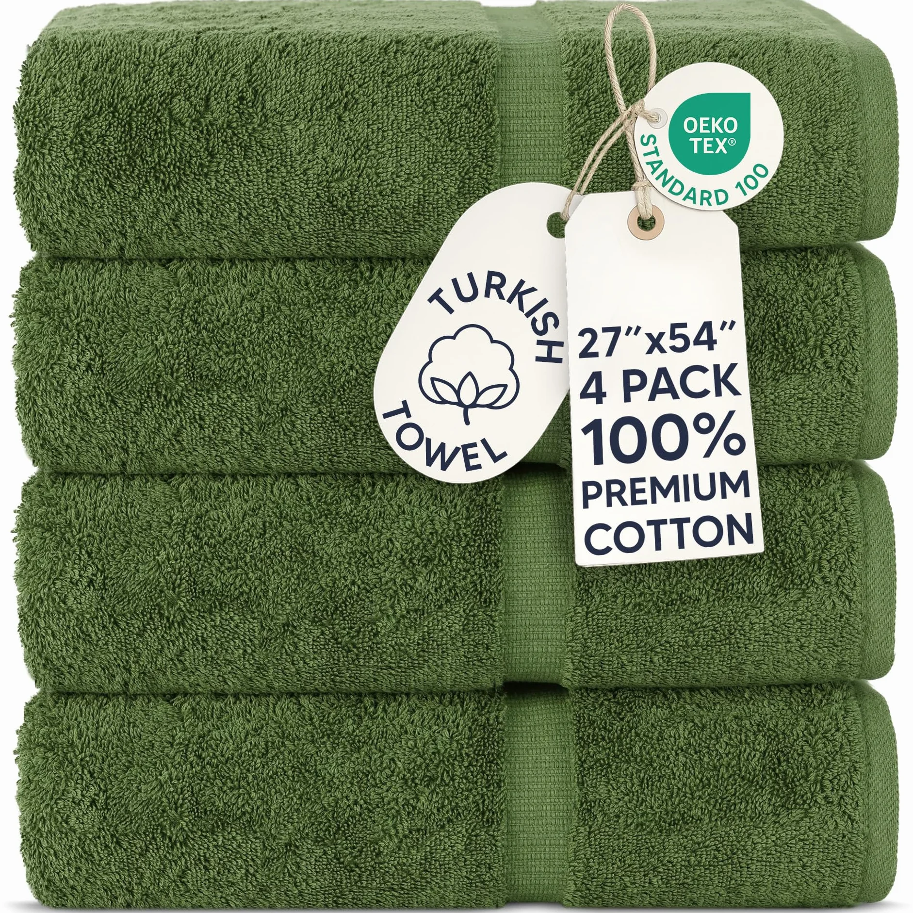 Chakir Turkish Linens | Jakość hotelowa i spa, 100% bawełna, tureckie ręczniki premium | miękkie i chłonne (4-częściowe ręczniki kąpielowe, mech)