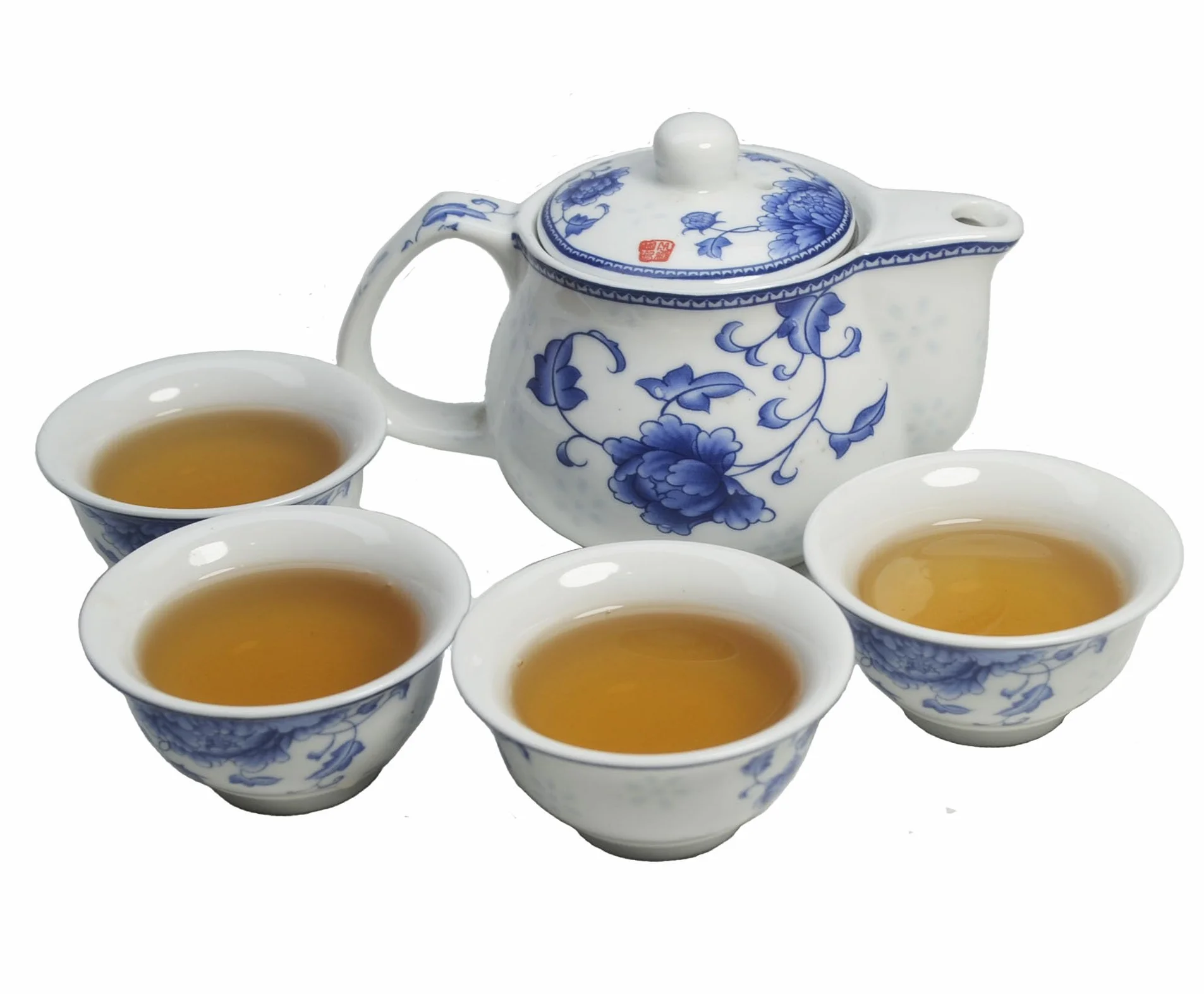 Liang baobao Chińska tradycyjna filiżanka do degustacji herbaty, zestaw 4 sztuk, 56 ml, biała porcelana, mini kubki na ceremonię herbaty Gongfu (piwonia)
