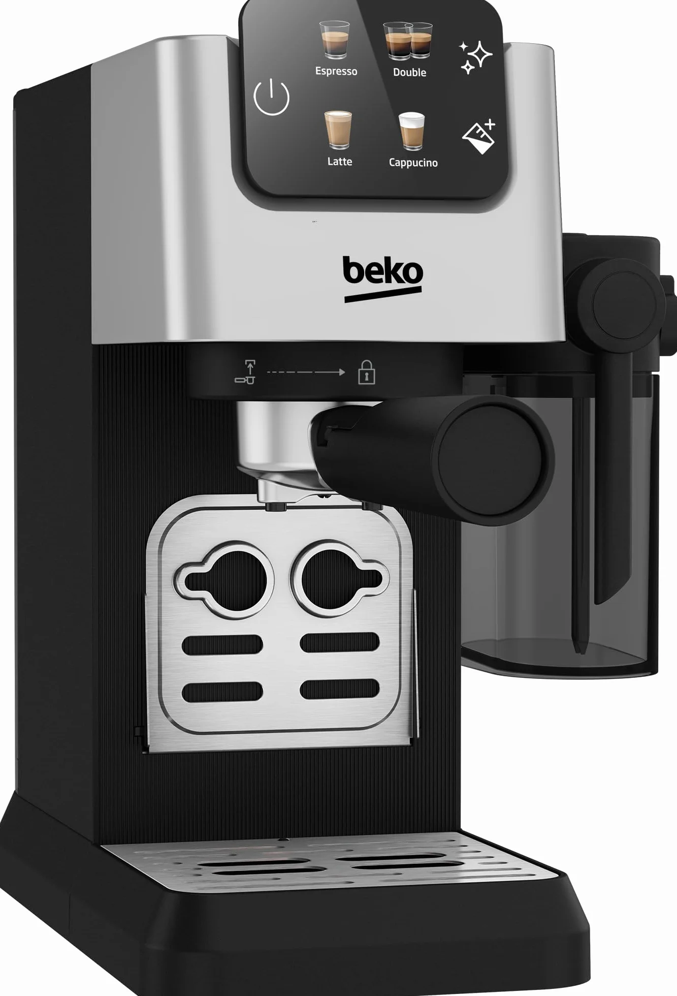 Beko CEP5304X ręczny ekspres do kawy, wbudowany spieniacz do mleka, 1,1 l, 15 bar - stal nierdzewna, 14,5 x 42,5 x 35,5 cm